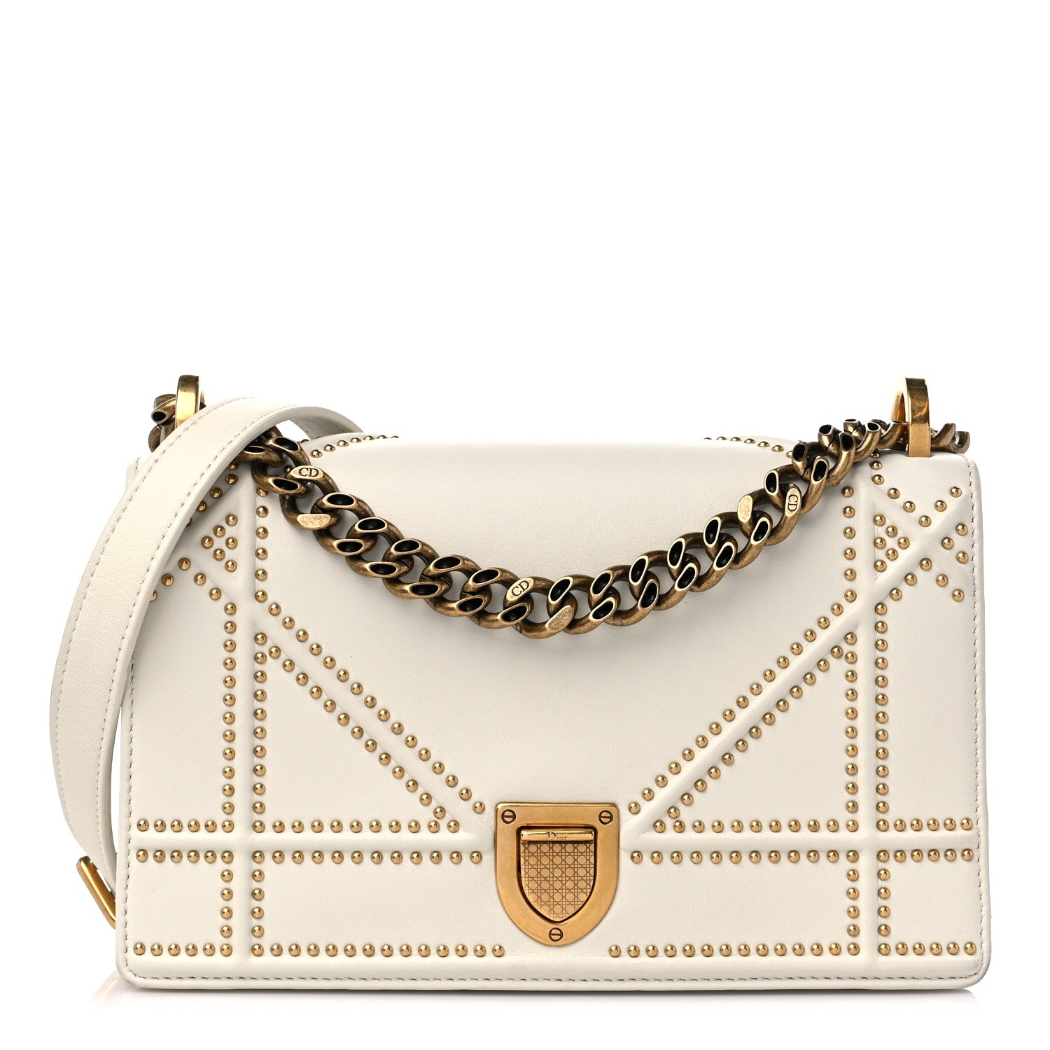 Christian Dior Lambskin Studded Medium Diorama Flap Bag Latte 1 of 12