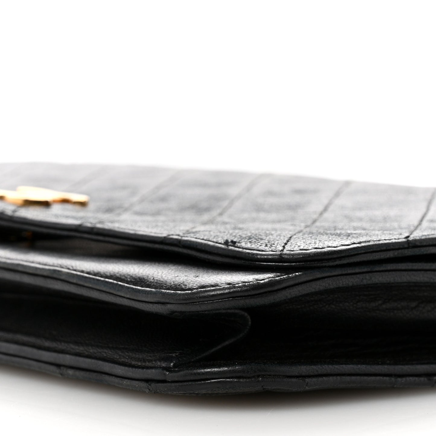 Lambskin Quilted Small Single Flap Black