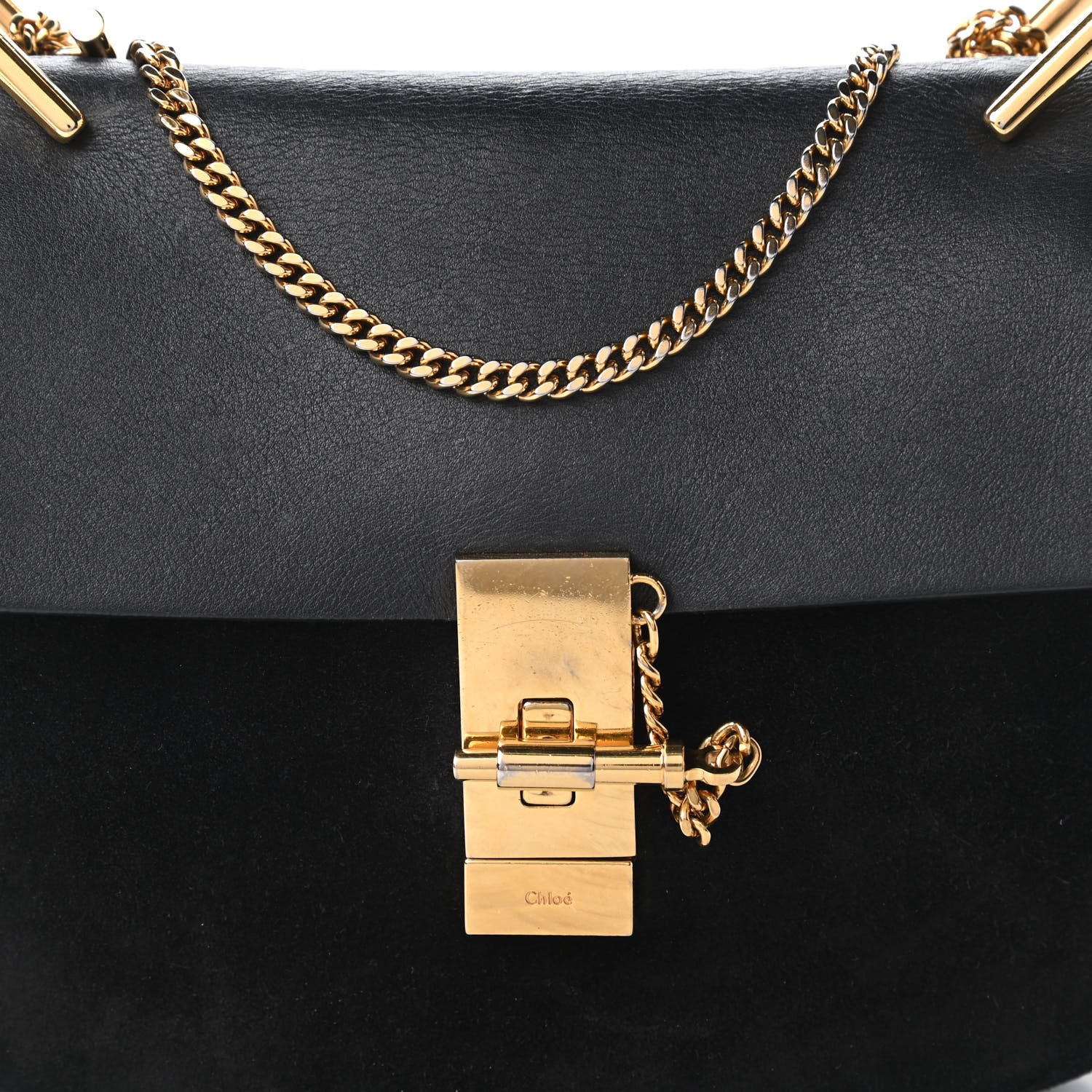 Chloe Suede Calfskin Mini Drew Shoulder Bag Black 9 of 10