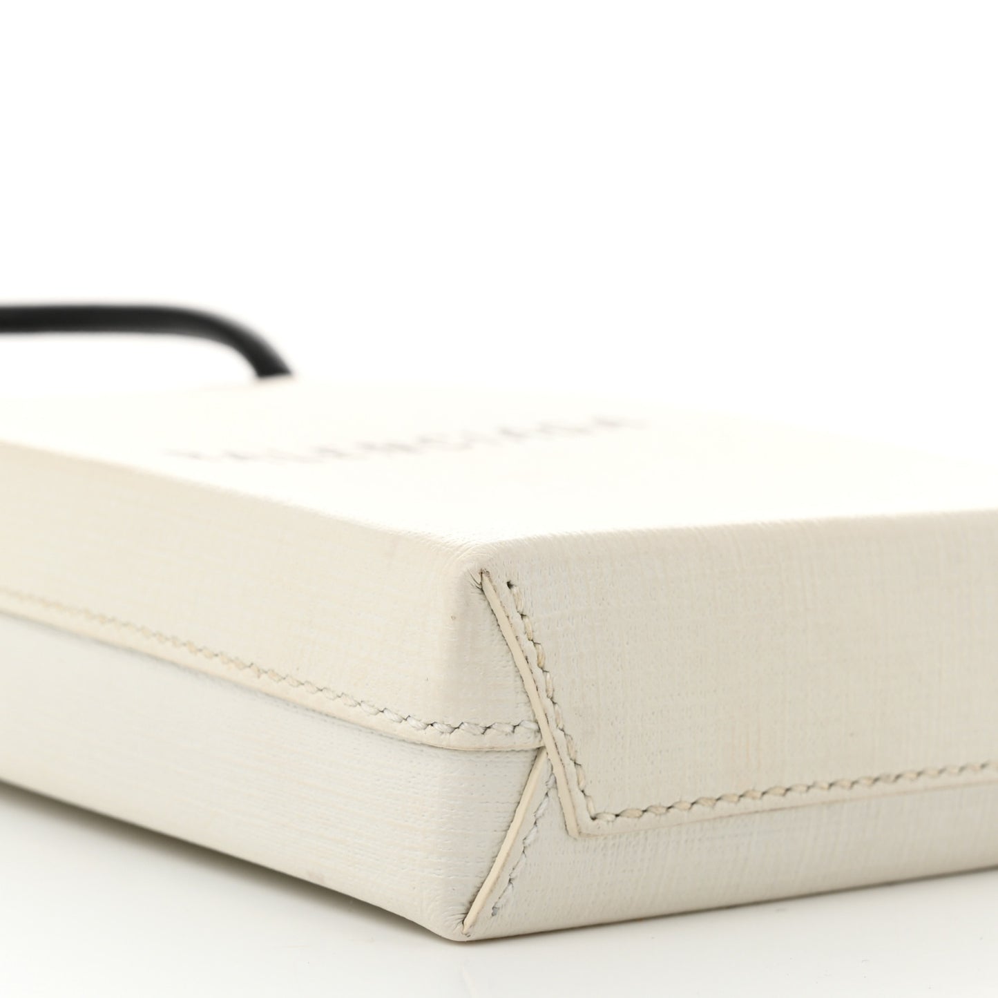 Squared Calfskin Logo Shopping Phone Holder Bag White