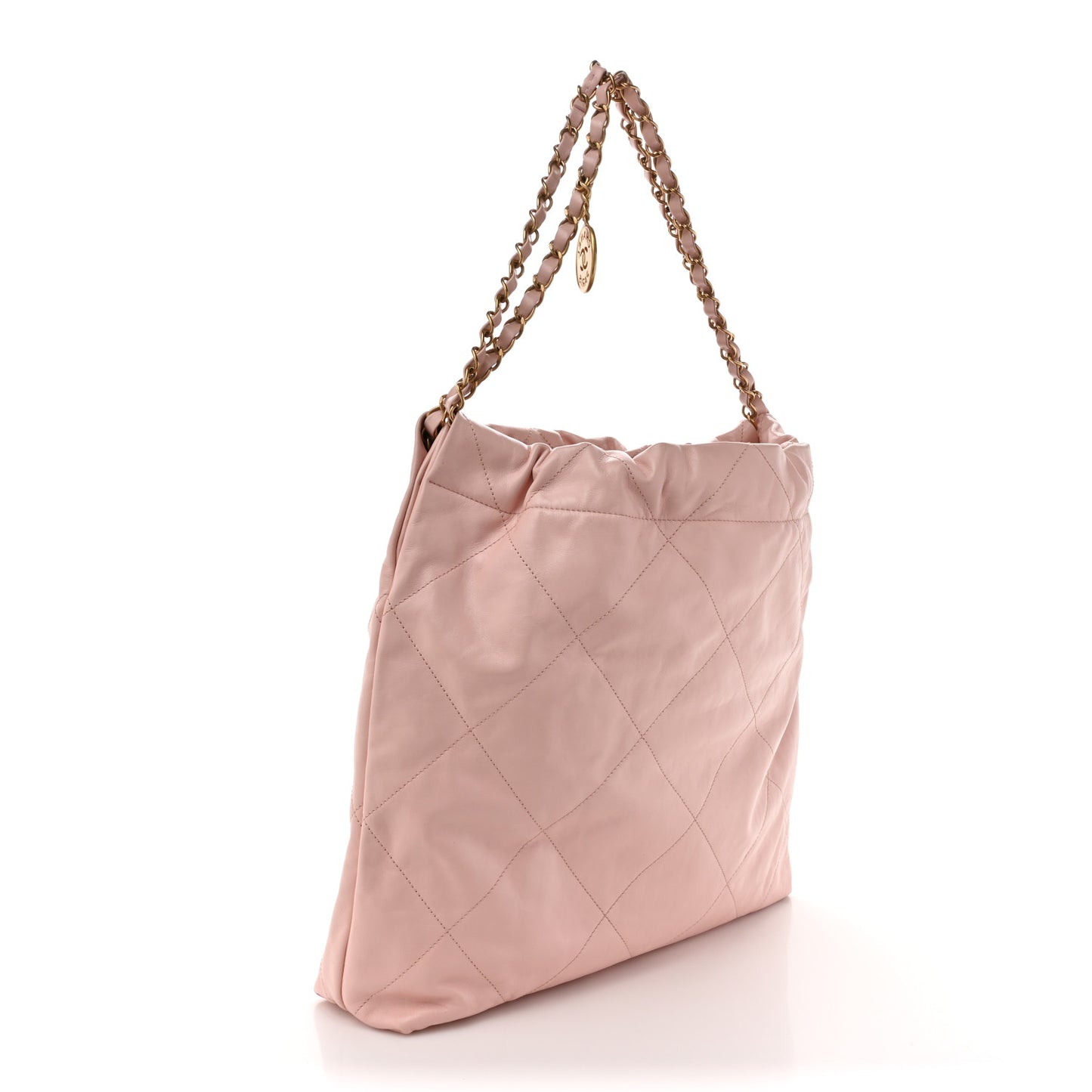 Shiny Calfskin Quilted Chanel 22 Pink