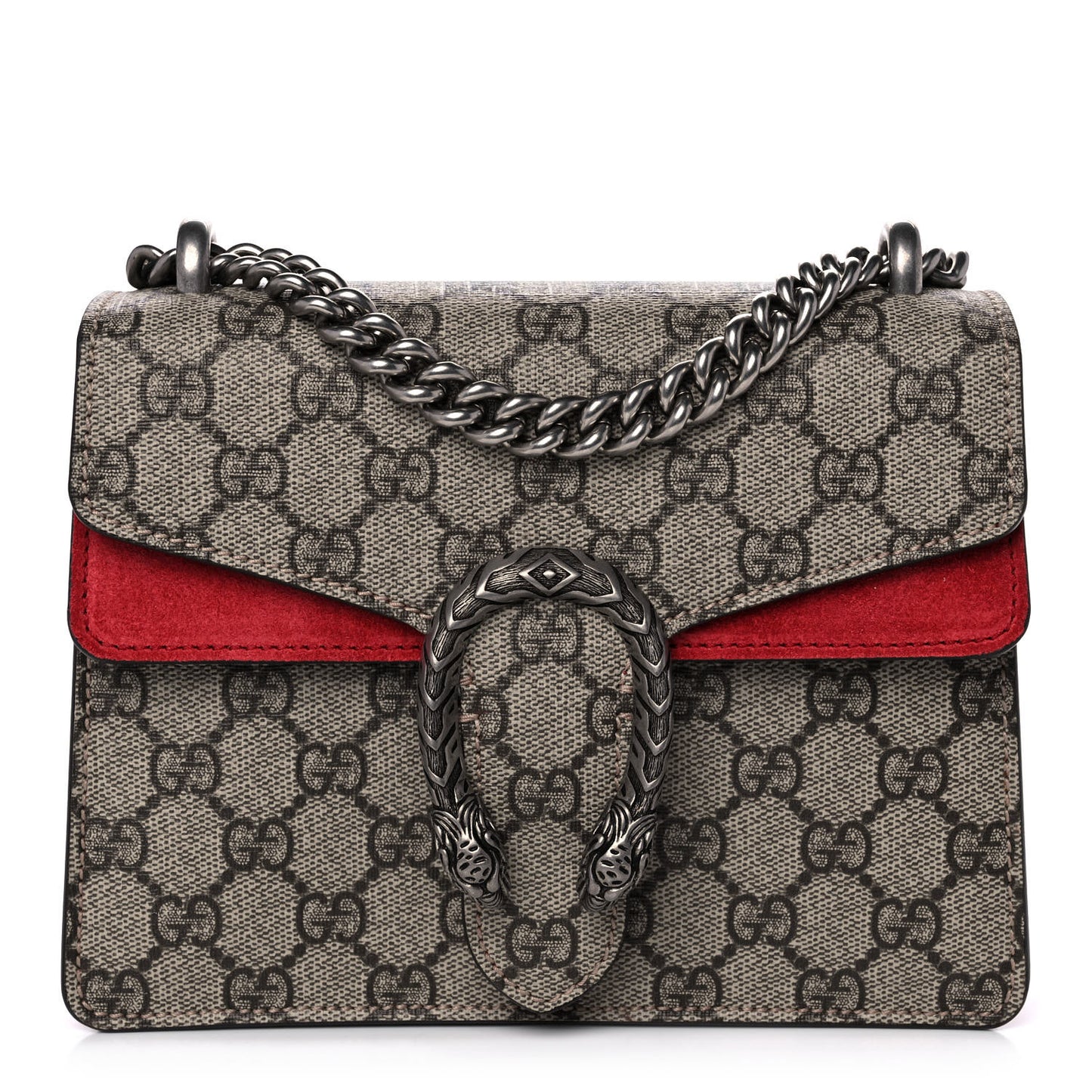 GG Supreme Monogram Mini Dionysus Shoulder Bag Hibiscus Red