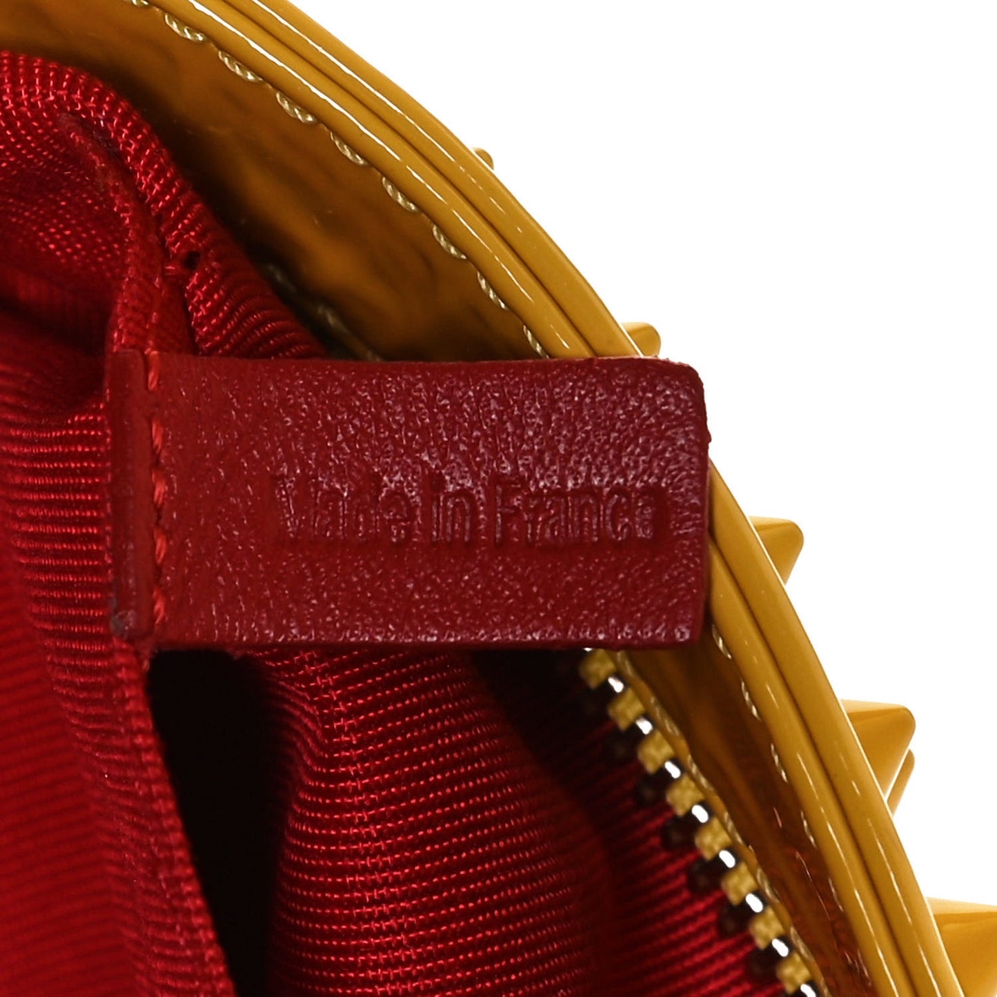 Patent Calfskin Studded Loubiposh Chain Clutch Yellow