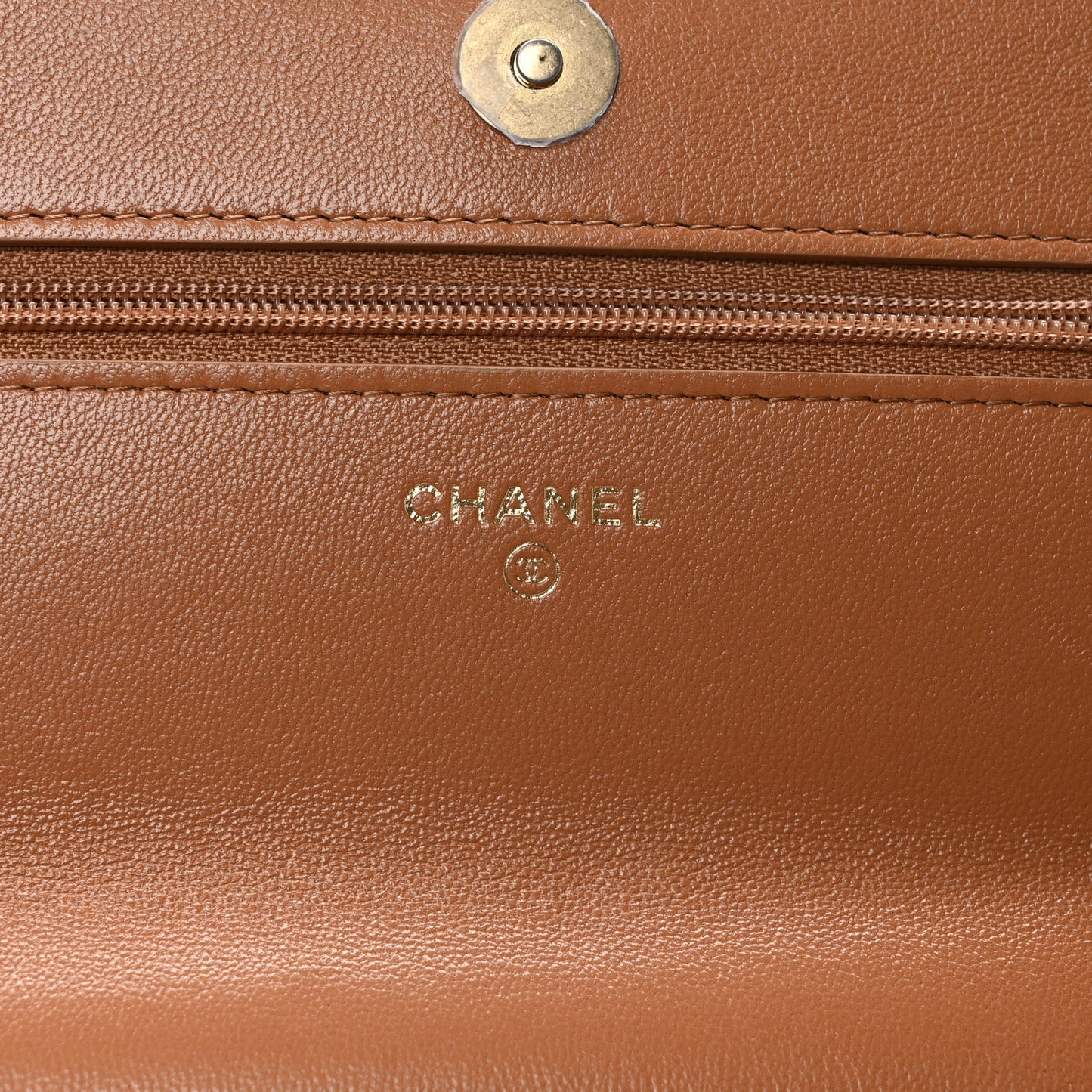 Goatskin Quilted Chanel 19 Wallet On Chain WOC Brown