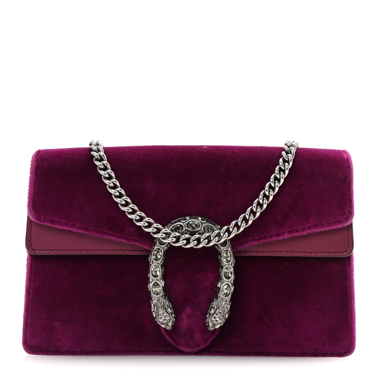Velvet Super Mini Dionysus Shoulder Bag Fuchsia Violet Cyclamen