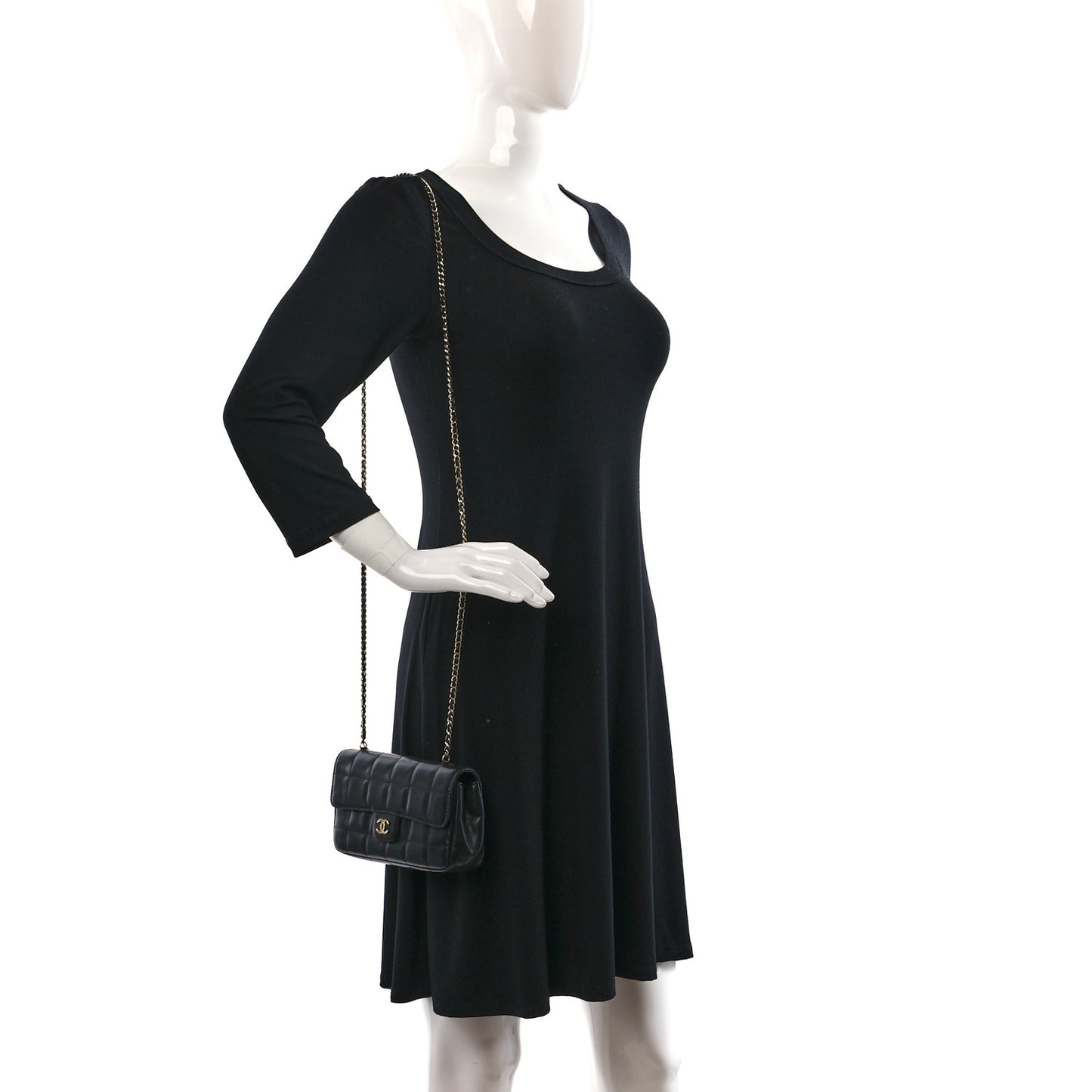Lambskin Quilted Mini Chocolate Bar Flap Black