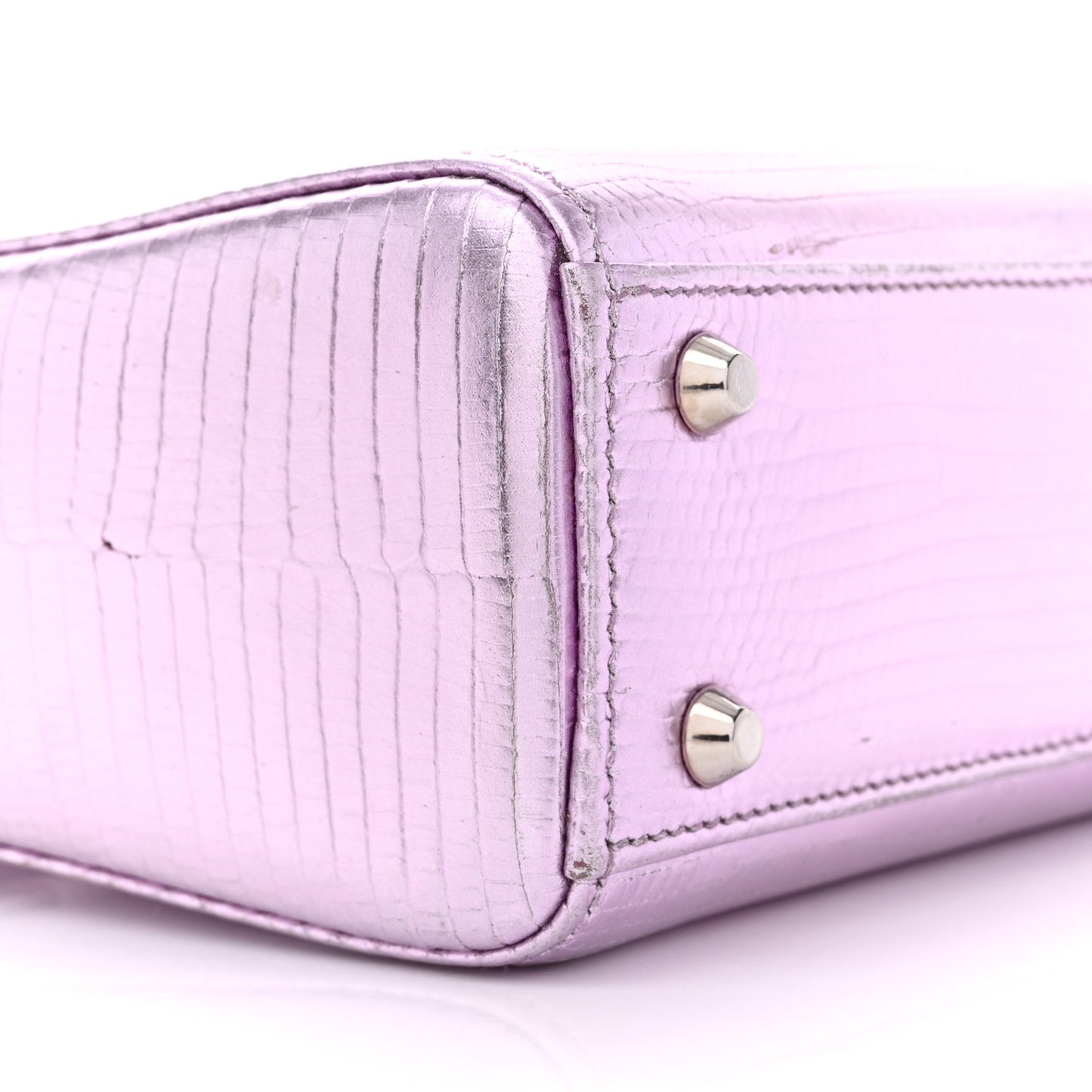 CHRISTIAN DIOR Metallic Lizard Mini Lady Dior Pink