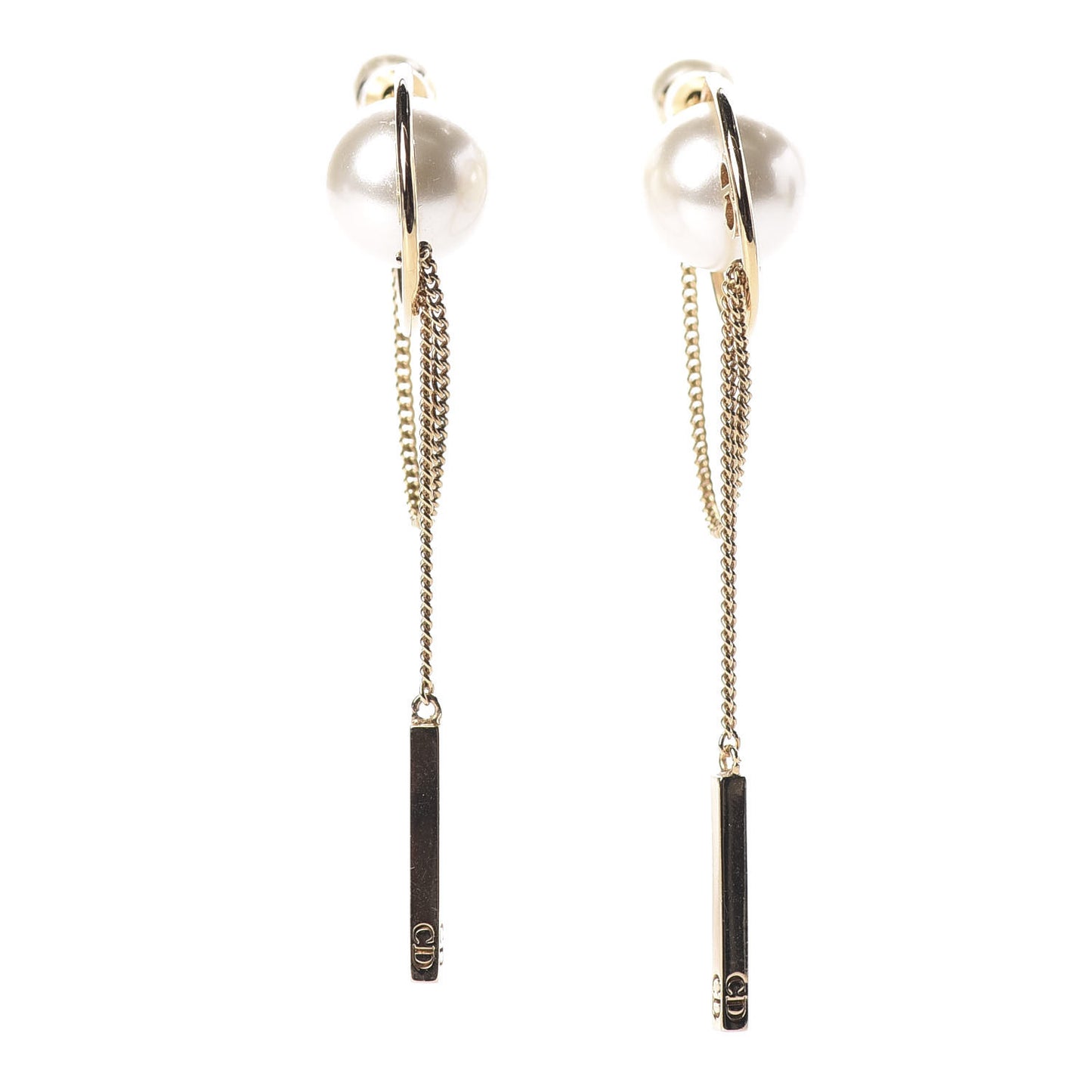 Pearl Tribales Dangle Chain Earrings Gold