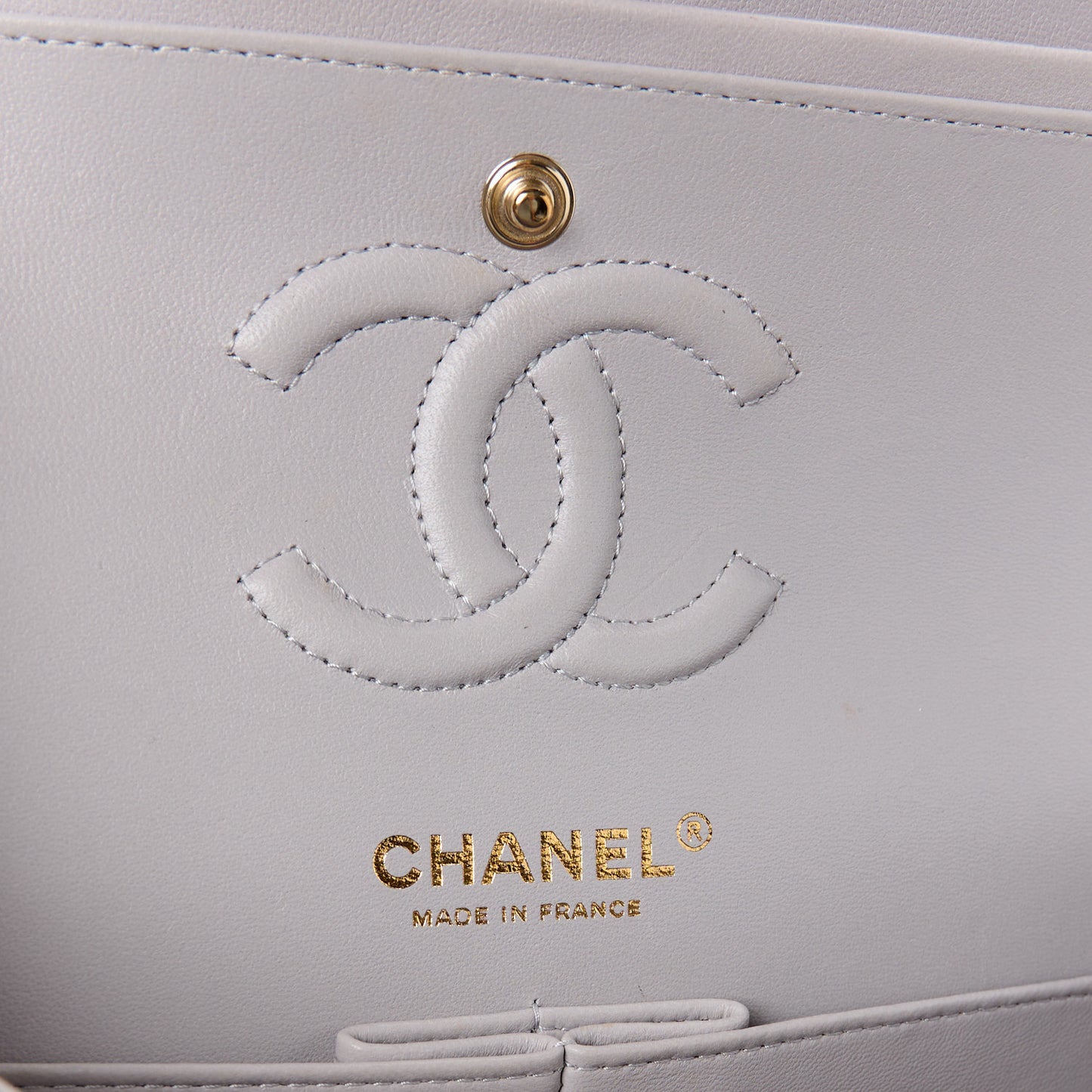 Lambskin Quilted Small Double Flap Light Grey