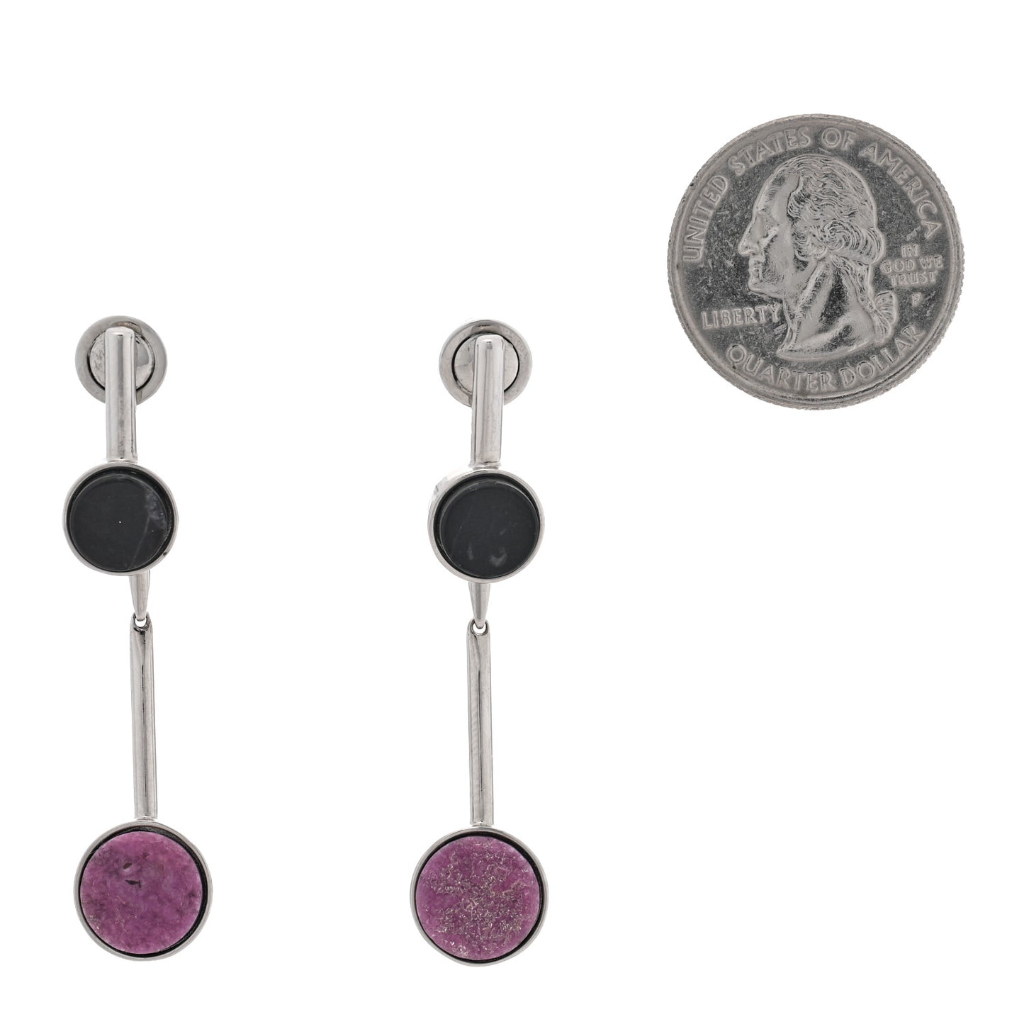 Metal Marble Drop Earrings Pink Black