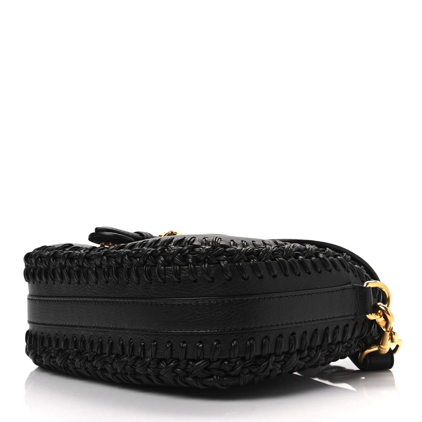 Grained Calfskin Medium Whipstitched Bobby Bag Black