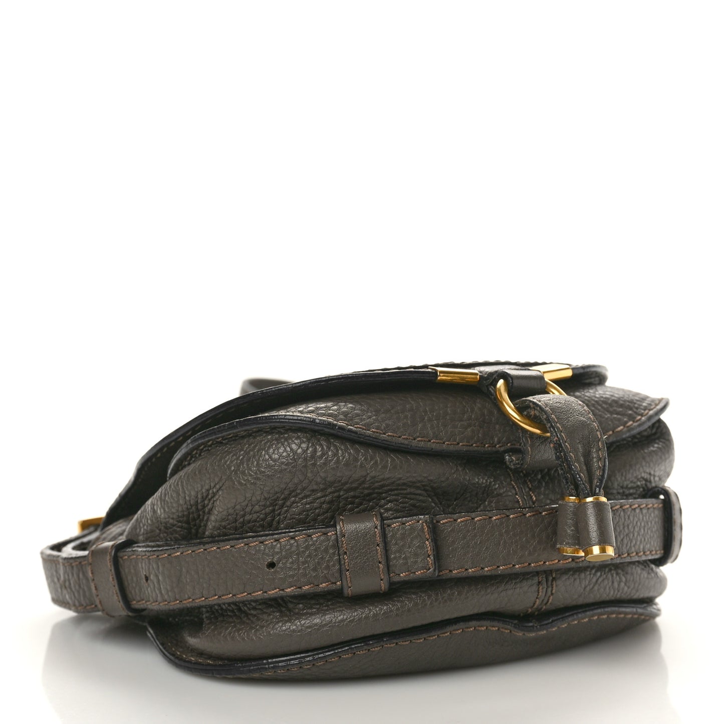 Grained Calfskin Small Marcie Saddle Bag Brown