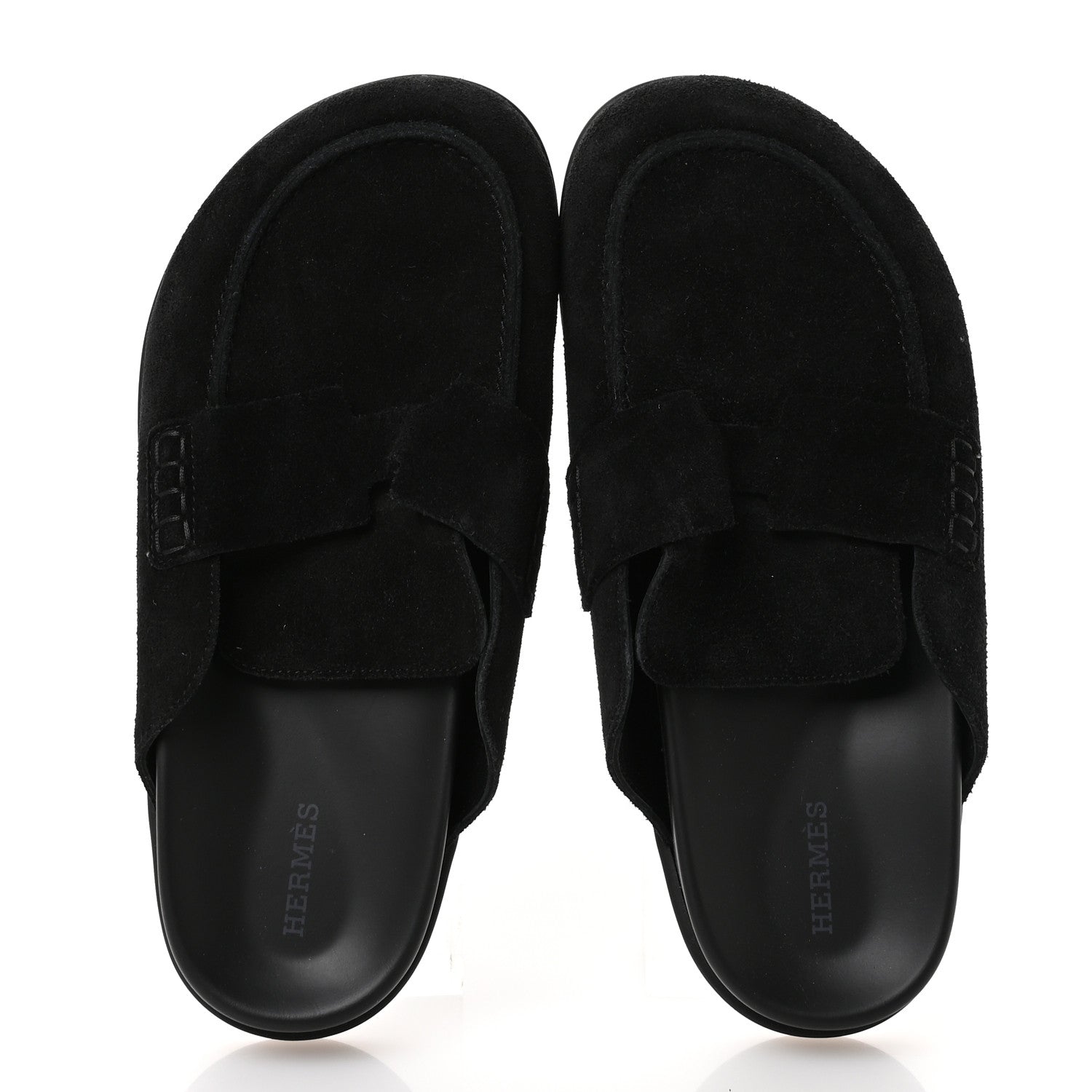 Hermes Suede Calfskin Go Mules 38 Black 2 of 8