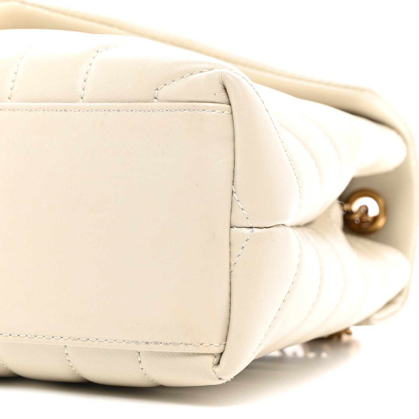 Calfskin Y Quilted Monogram Small Loulou Chain Satchel Crema Soft