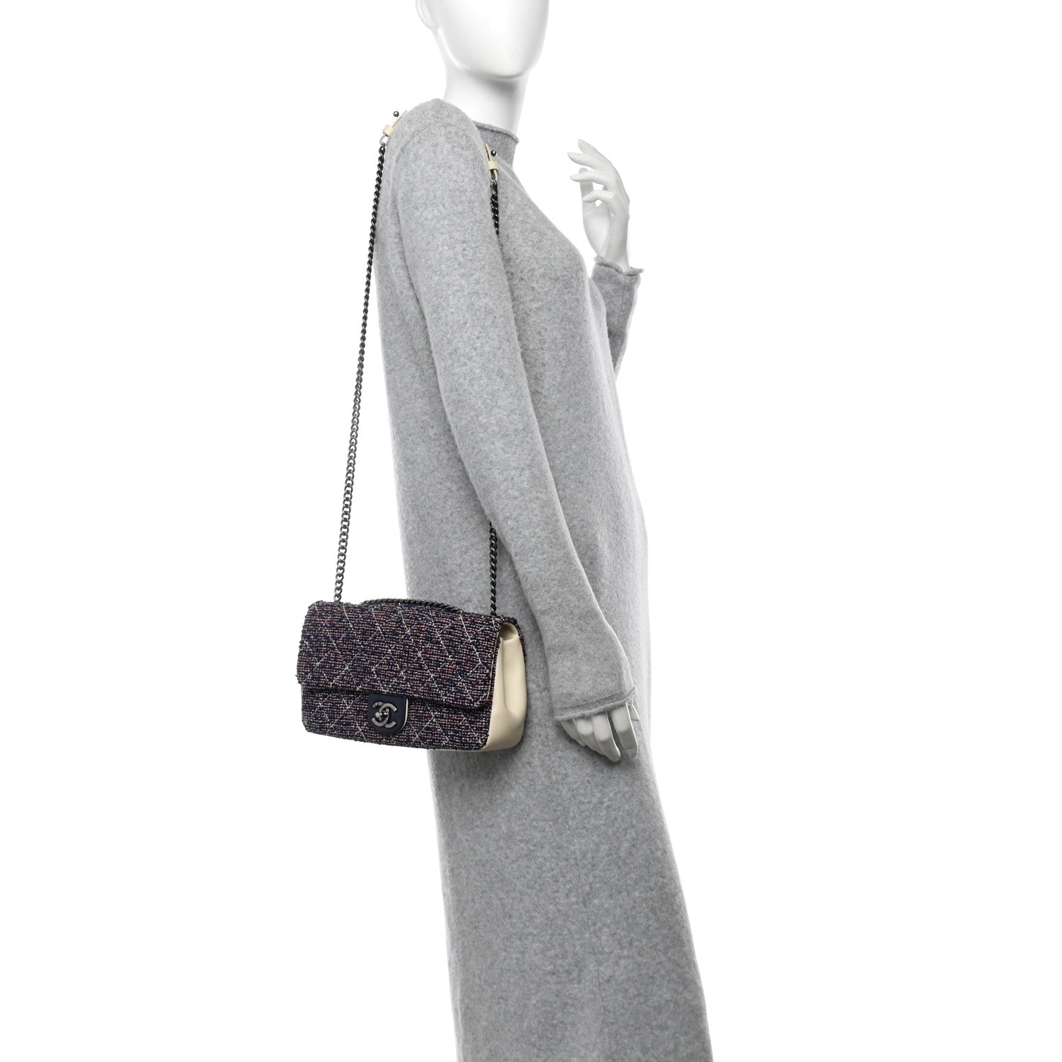Chanel Tweed Quilted Medium Single Flap Blue Multicolor 2 of 16