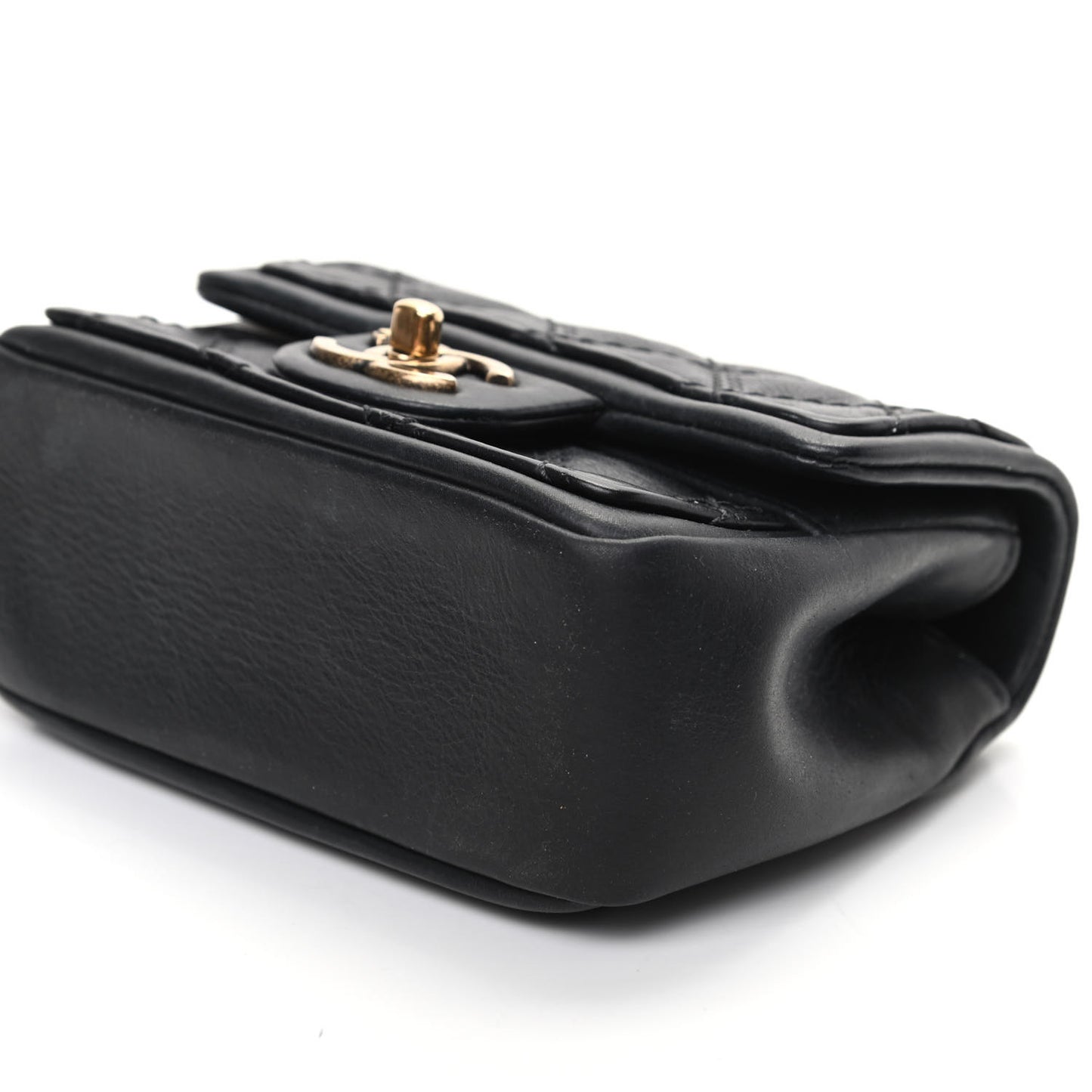 Calfskin Quilted Sheriff's Star Mini Square Flap Black