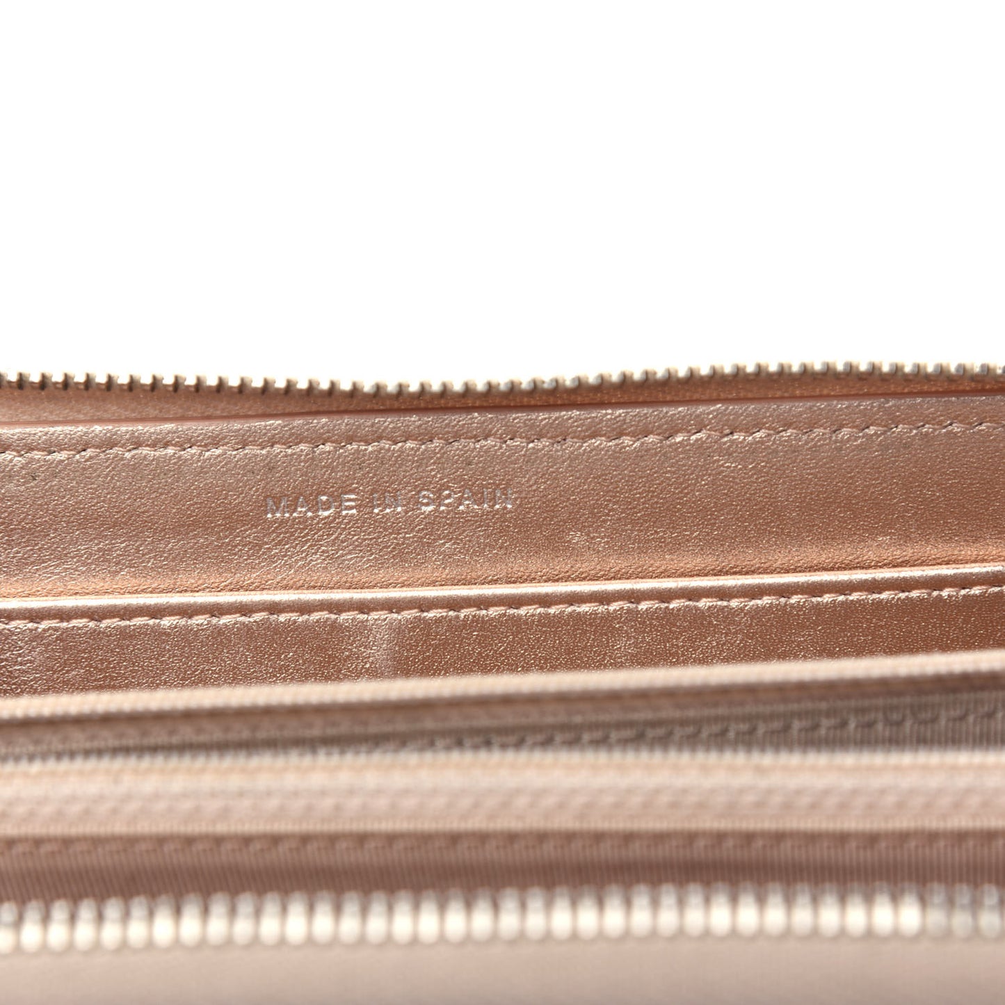 Metallic Calfskin Pixel Effect Quilted Large Zip Around Wallet Gold