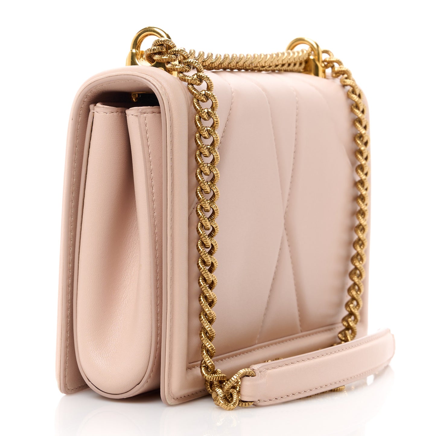 DOLCE & GABBANA Calfskin Medium Devotion Crossbody Bag Cipria