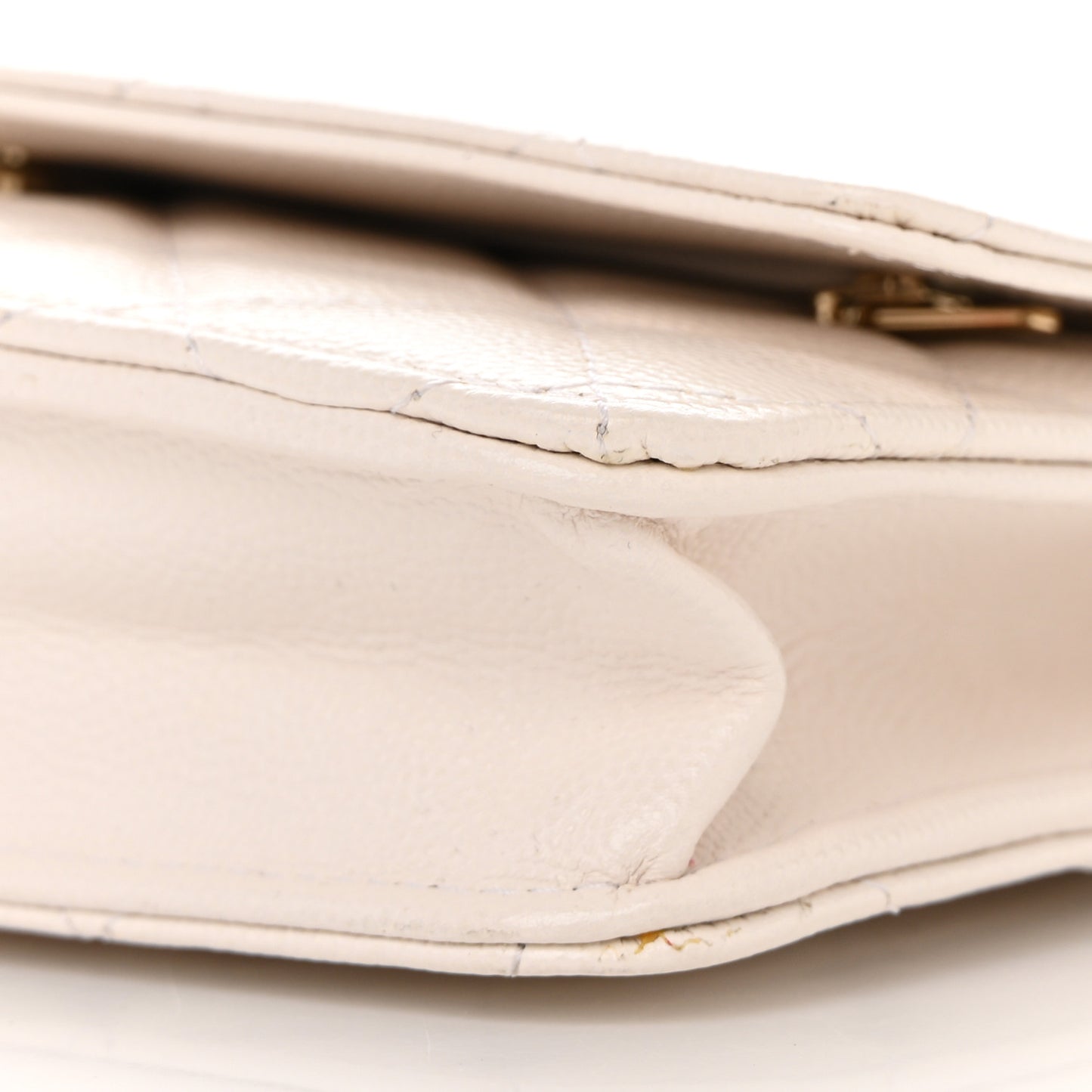Caviar Quilted Wallet On Chain WOC White