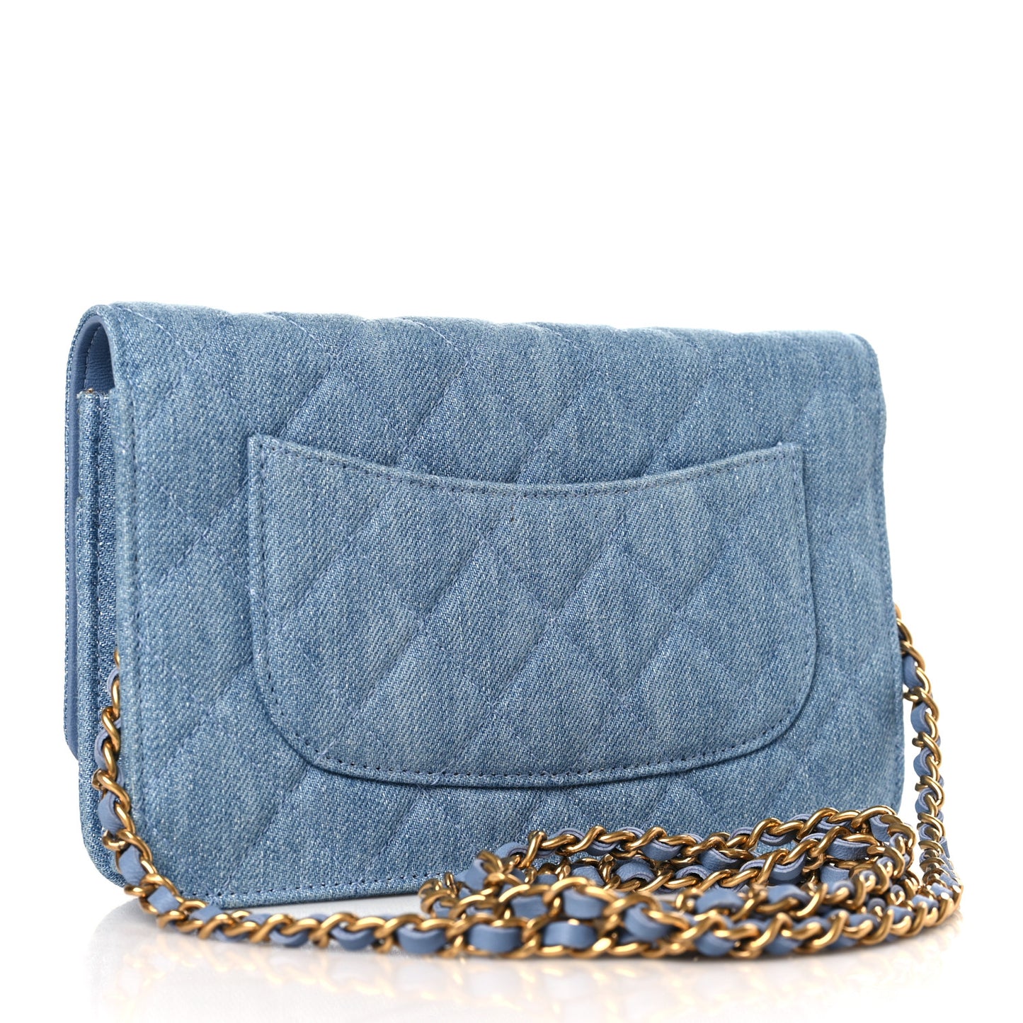 Denim Quilted Reissue Wallet On Chain WOC Blue
