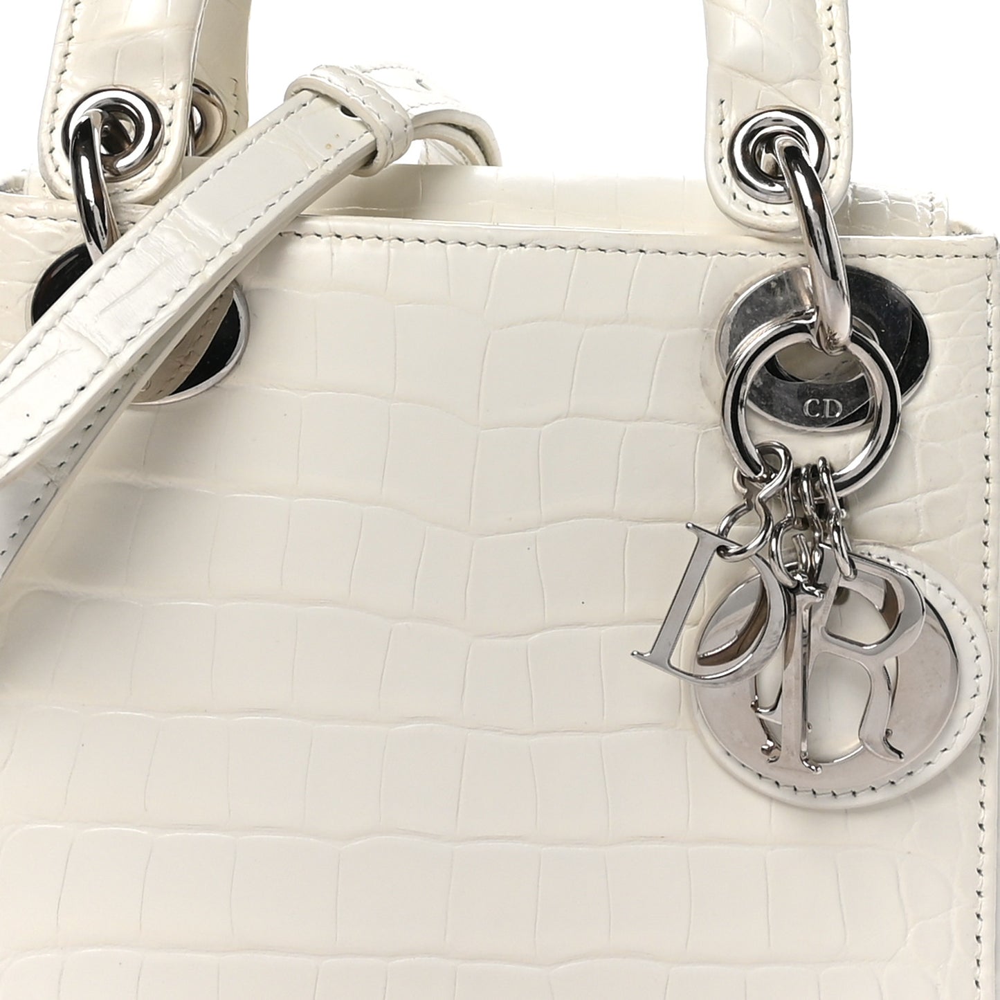 Alligator Mini Lady Dior White