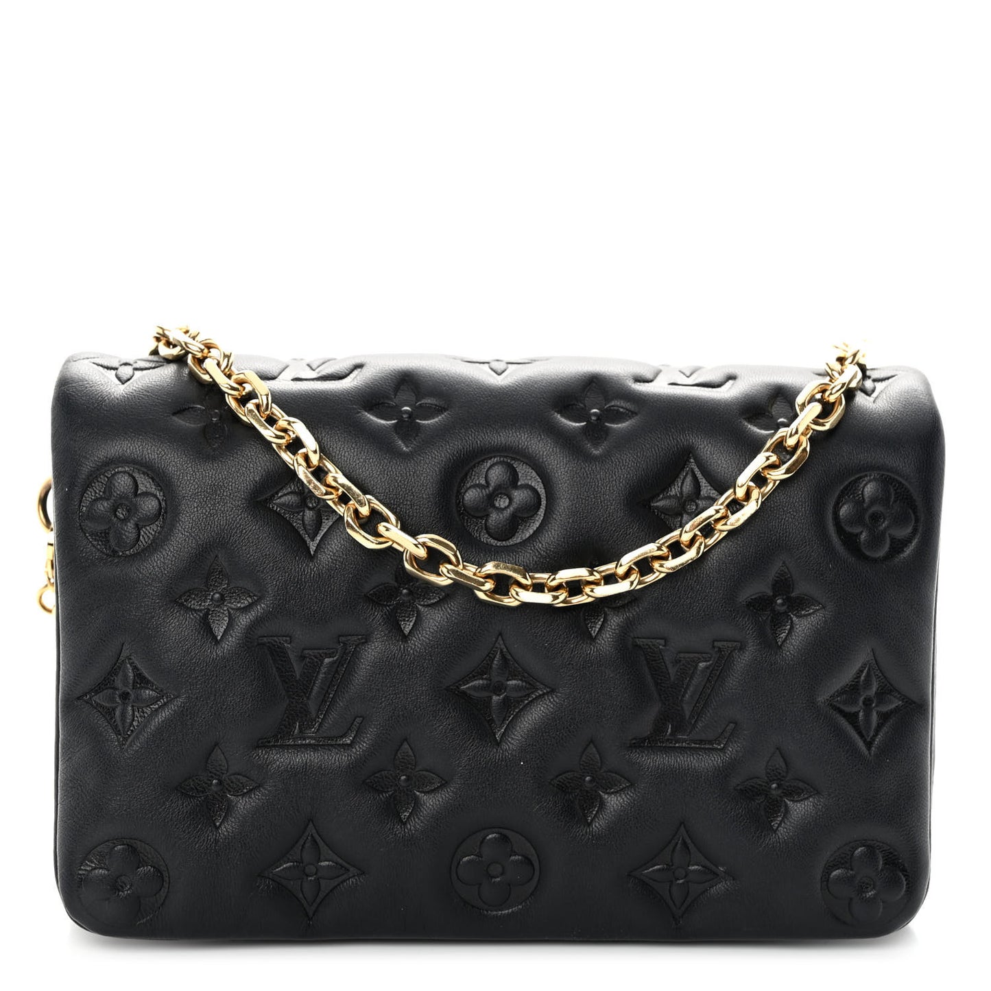 Lambskin Embossed Monogram Pochette Coussin Black