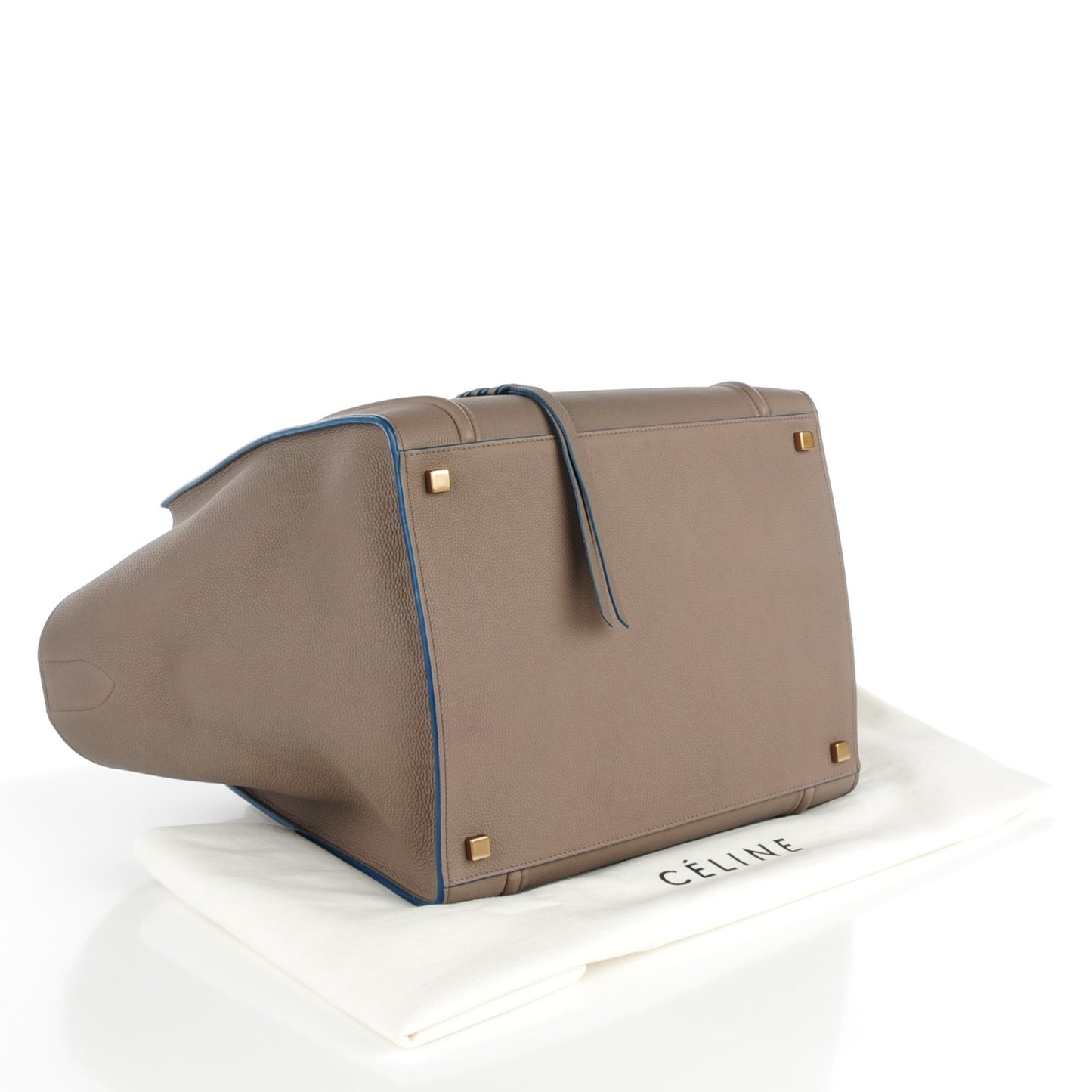 Baby Grained Medium Phantom Luggage Taupe Blue Trim
