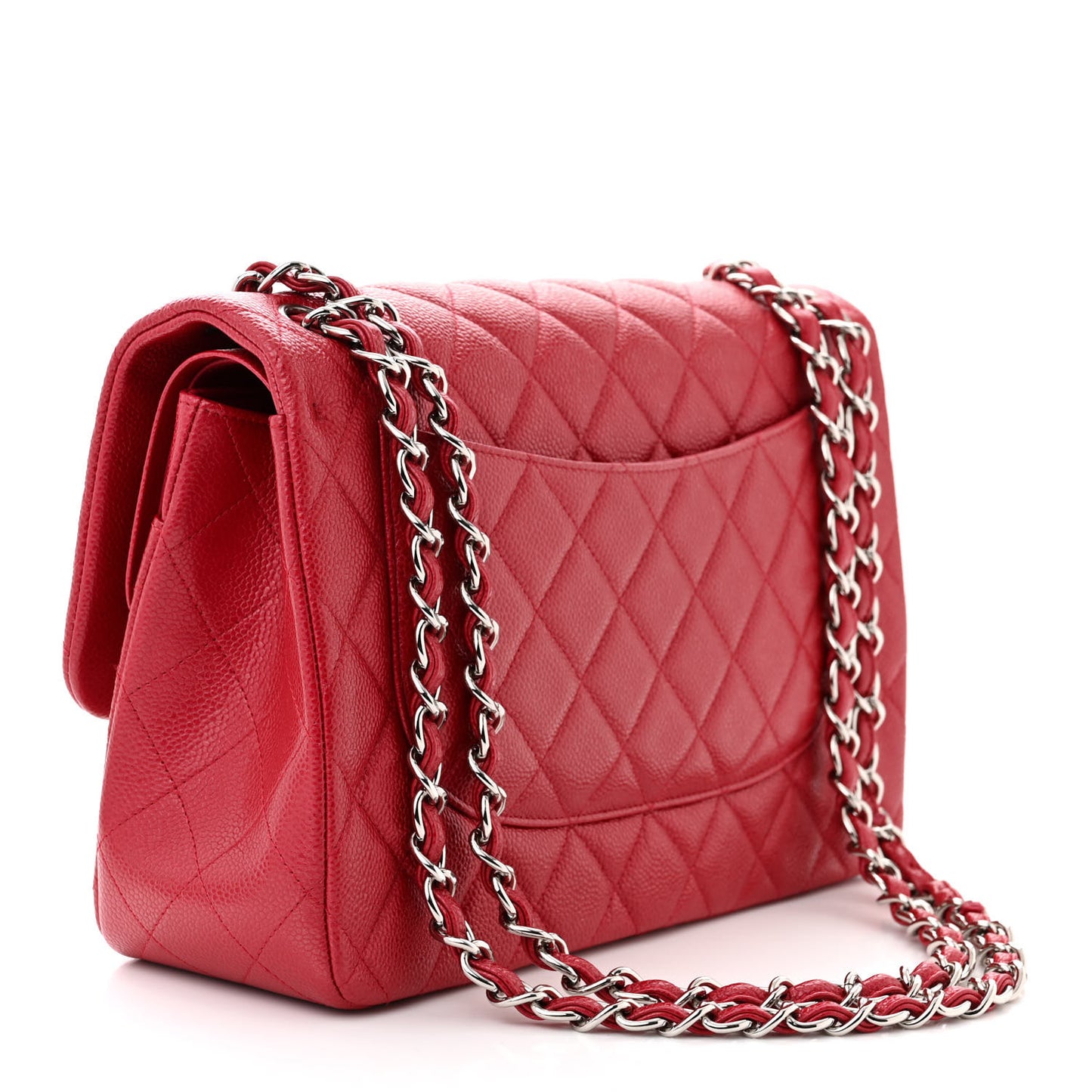 Pearly Caviar Quilted Jumbo Double Flap Dark Pink