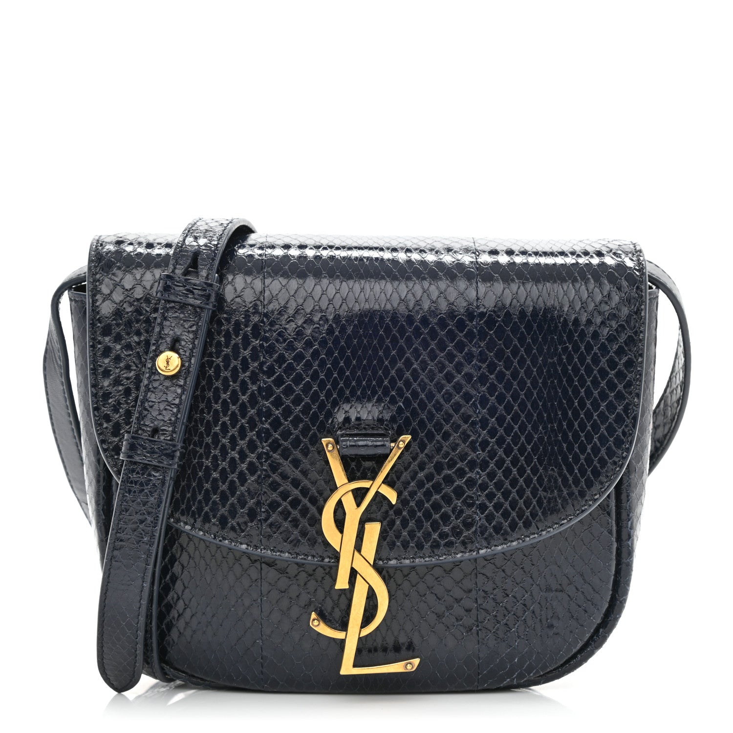 Saint Laurent Snakeskin Small Kaia Satchel Navy 1 of 9