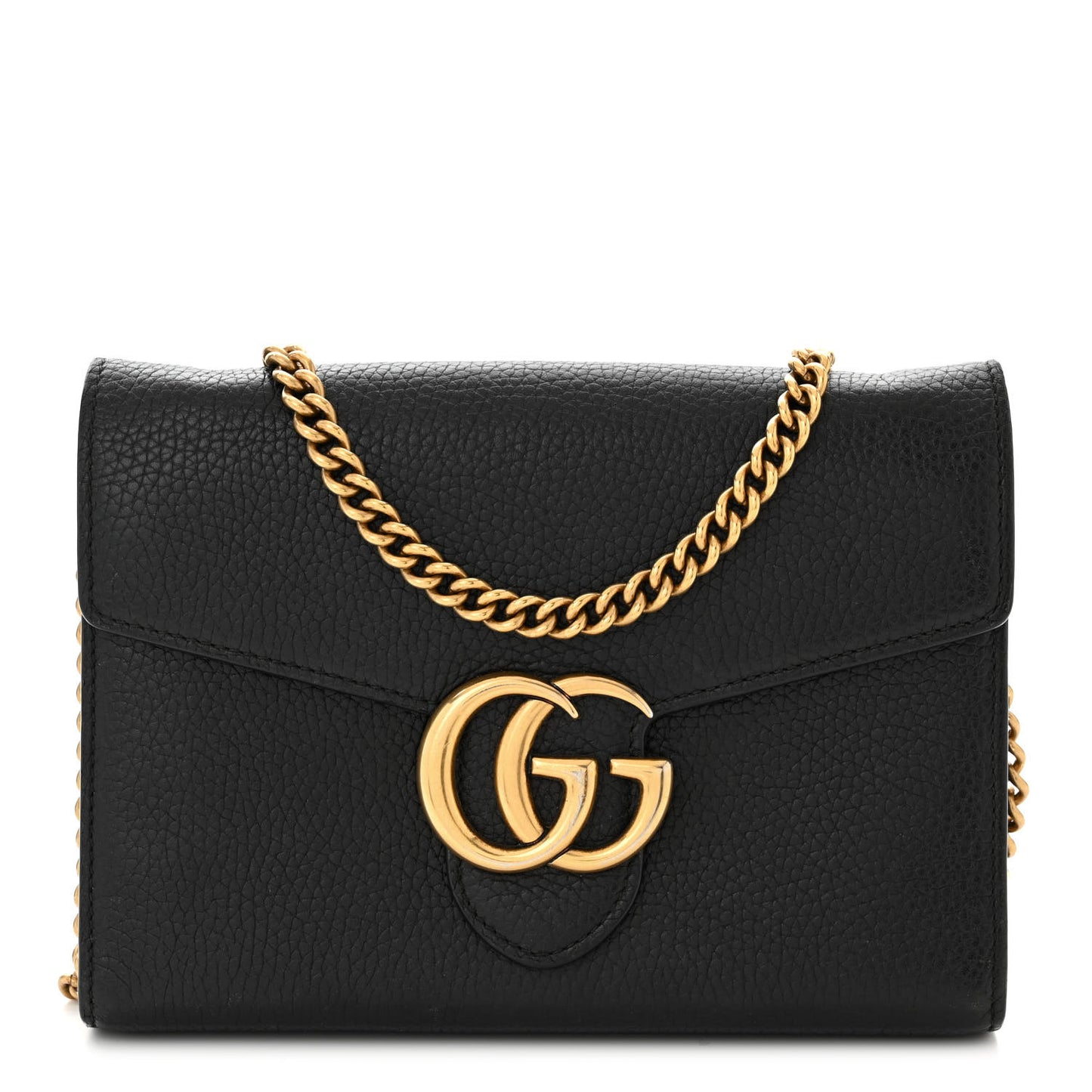 Calfskin GG Marmont Chain Wallet Black