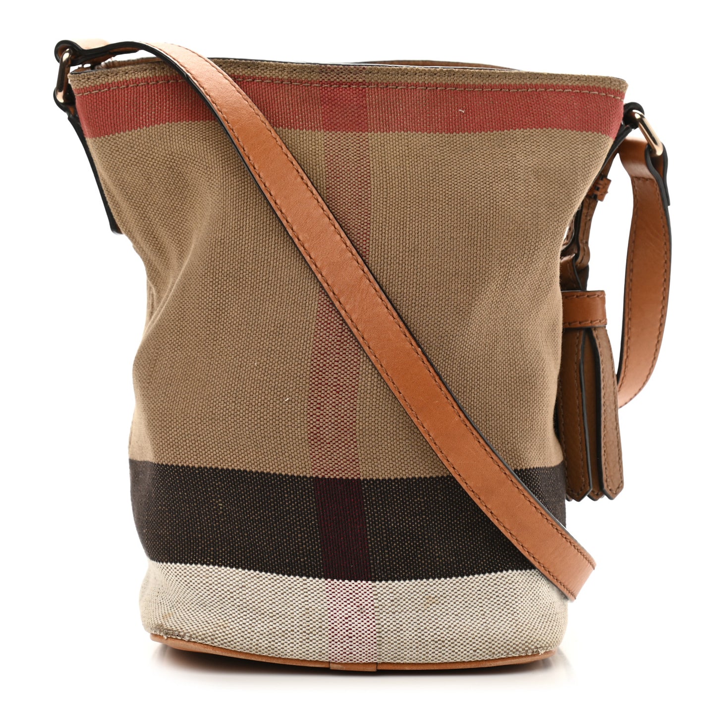 Canvas Mega Check Mini Ashby Tassel Crossbody Saddle Brown