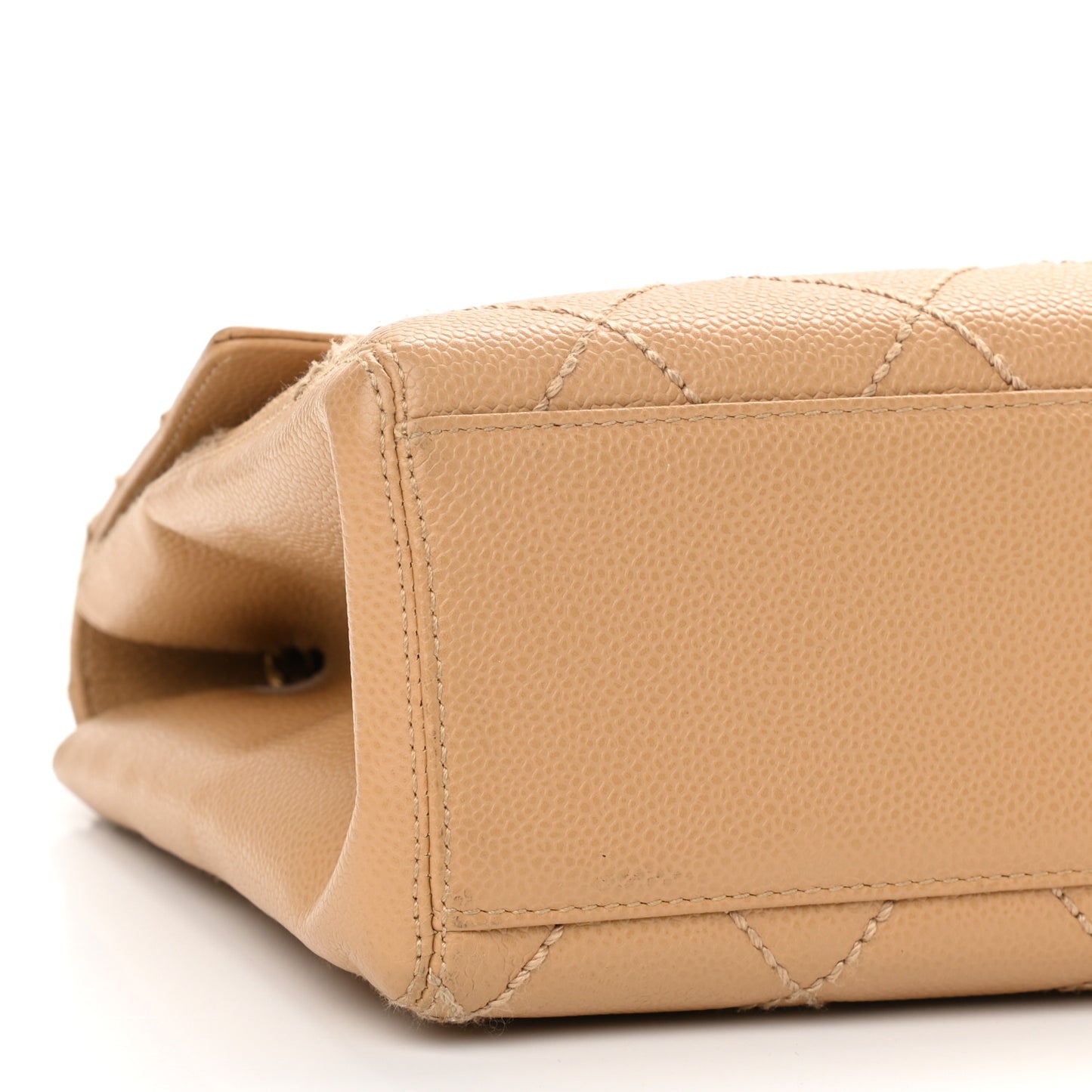 Caviar Quilted Wild Stitch Medium Single Flap Beige