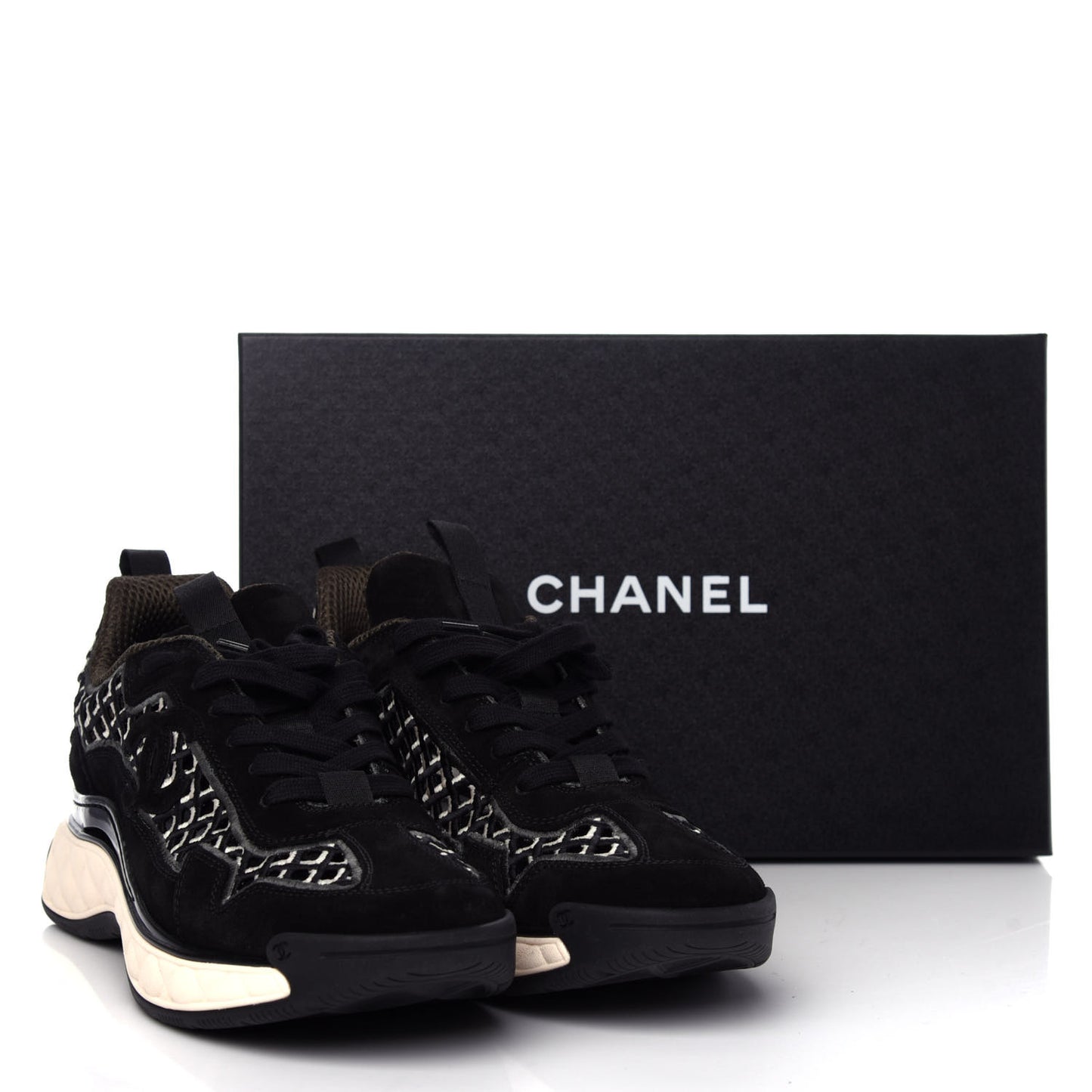 Suede Calfskin Embroidered CC Sneakers 39.5 Black