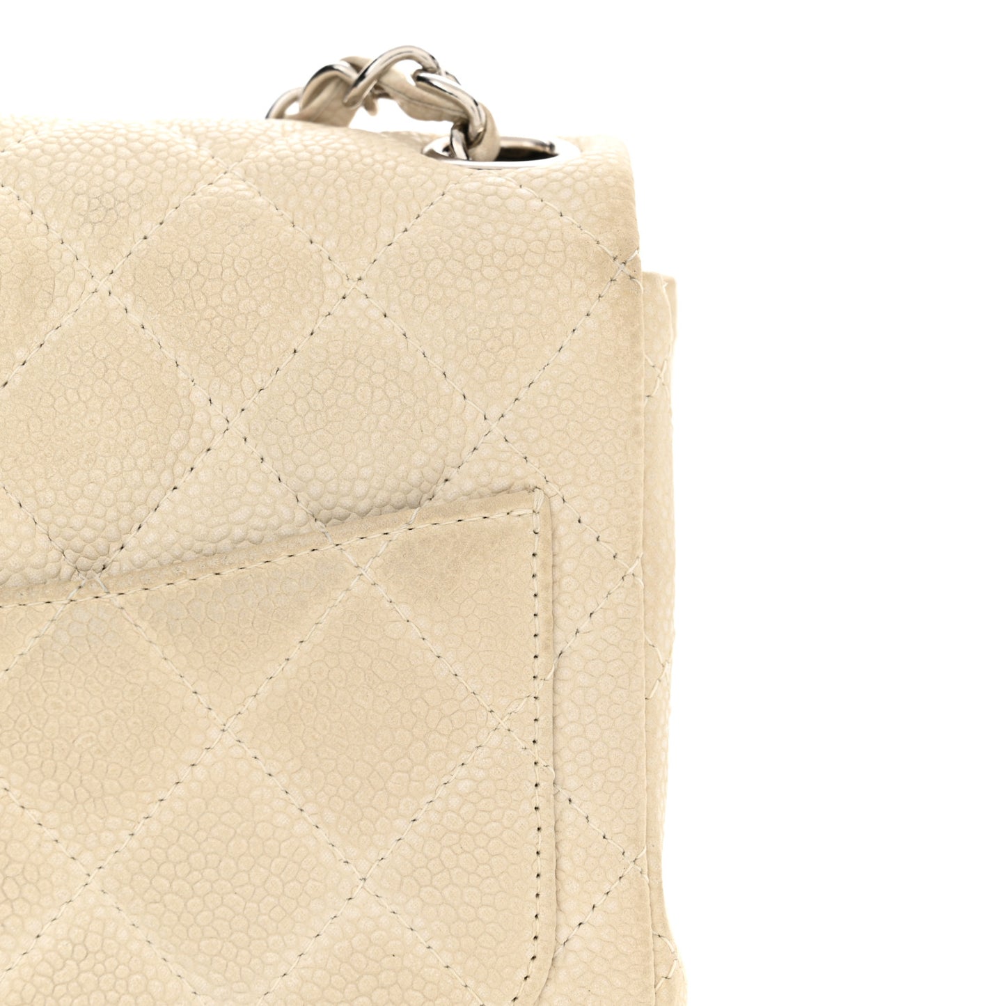 Caviar Quilted Mini Square Flap Dark White