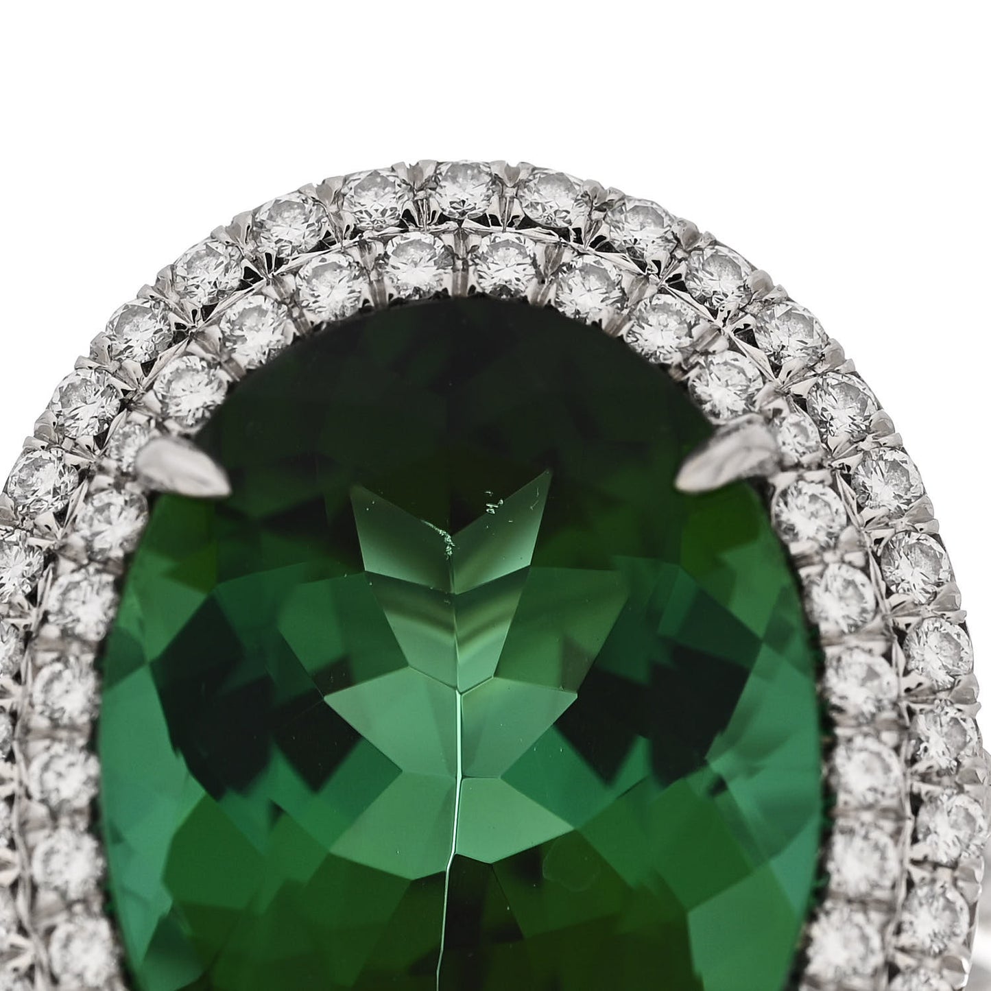 Platinum Diamond Green Tourmaline Soleste Oval Ring 53 6.25