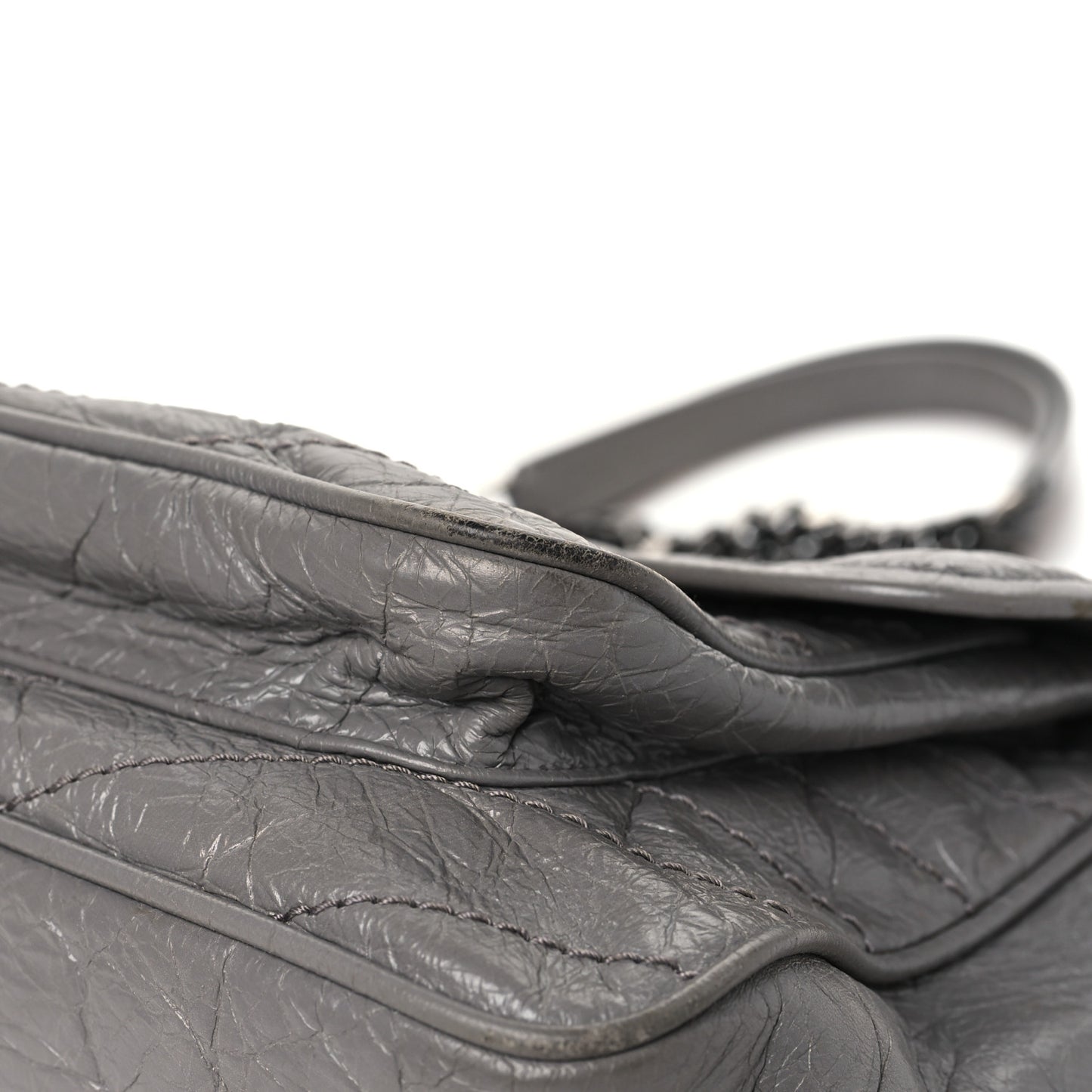 Crinkled Calfskin Matelasse Monogram Large Niki Chain Satchel Fog