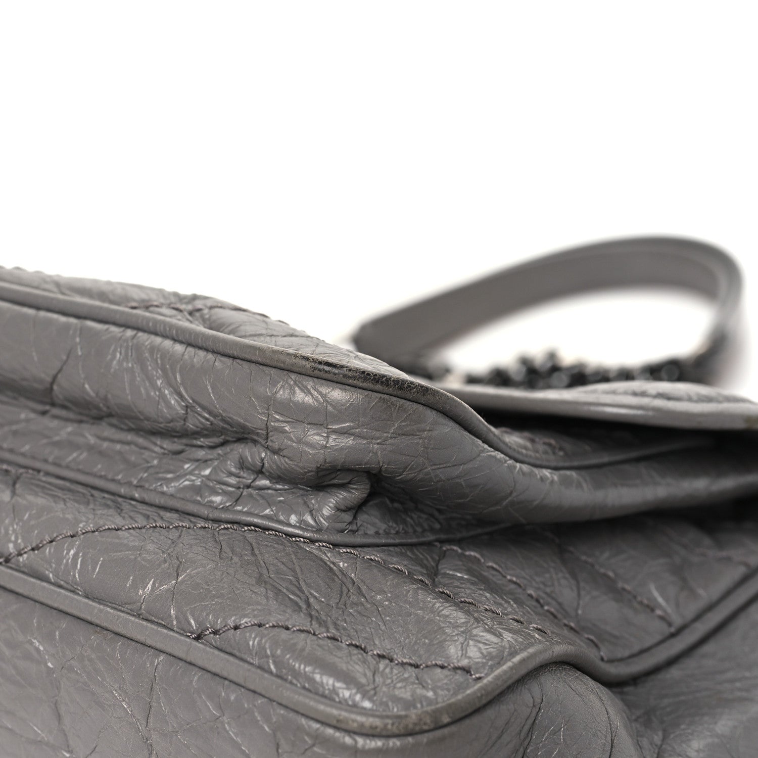 Saint Laurent Crinkled Calfskin Matelasse Monogram Large Niki Chain Satchel Fog 12 of 13