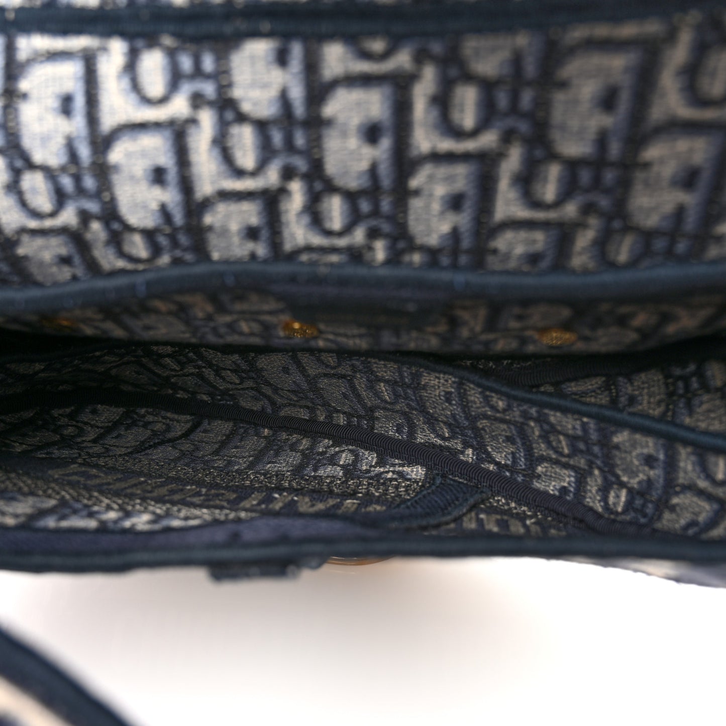 Oblique Embroidered Saddle Bag Blue