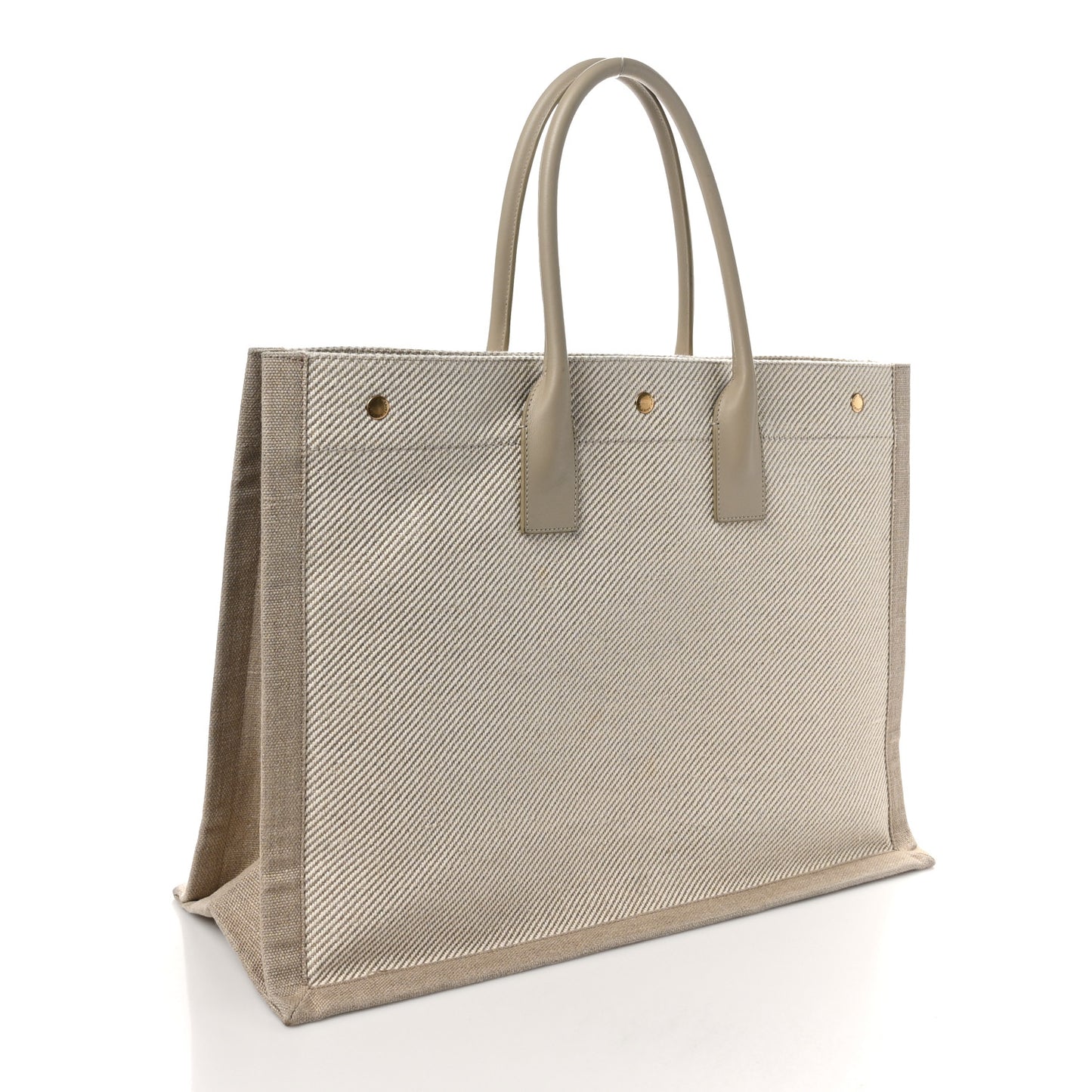 Linen Calfskin Rive Gauche Tote Beige Sea Salt