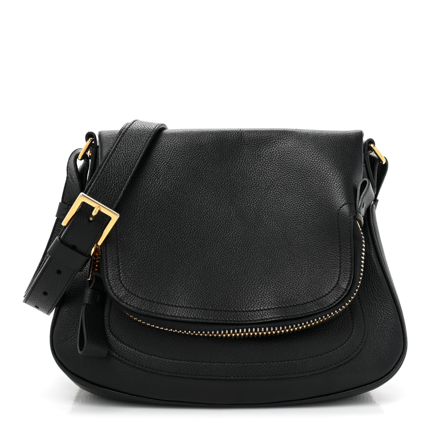Grained Calfskin Medium Jennifer Crossbody Bag Black