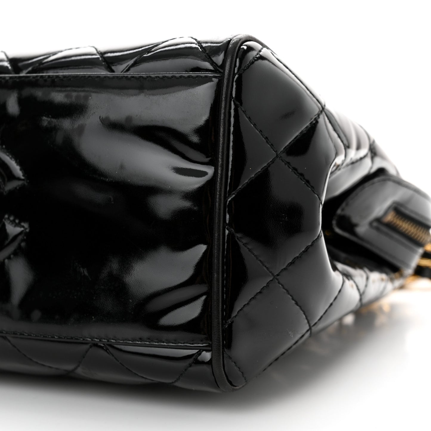 Patent Quilted CC Shoulder Bag Black