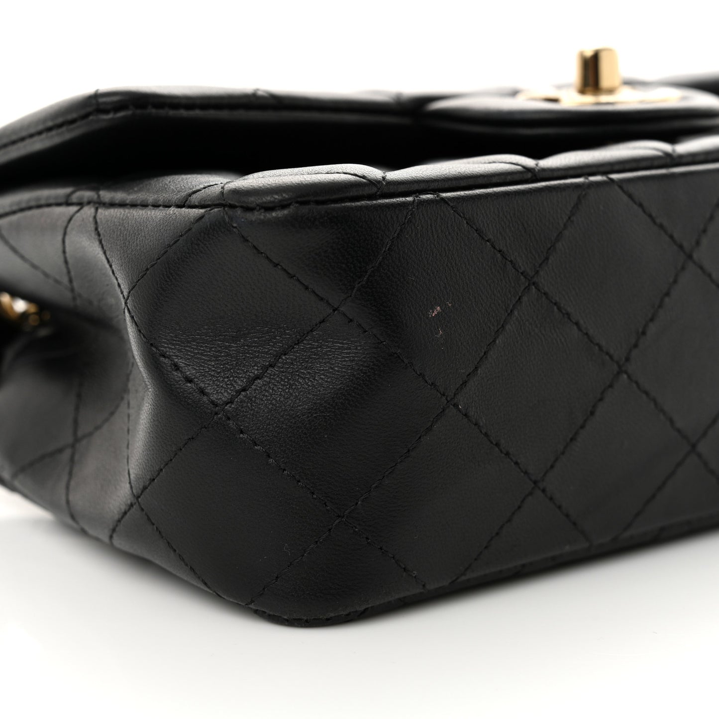 Lambskin Quilted Mini Rectangular Flap Black