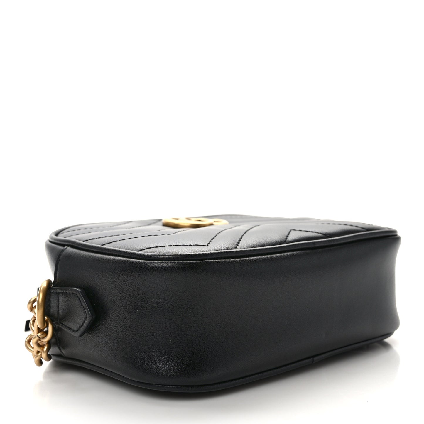 Calfskin Matelasse Mini GG Marmont Chain Shoulder Bag Black