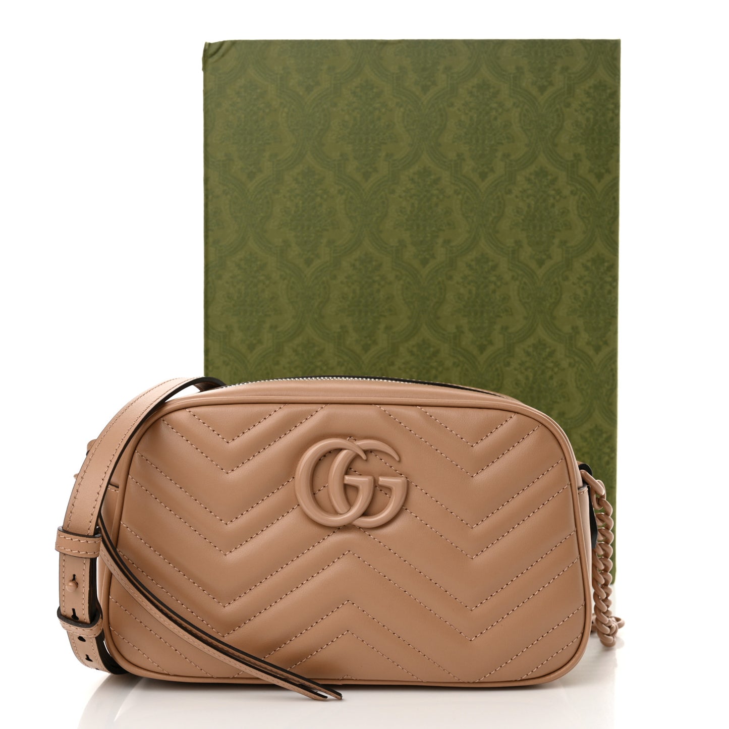 Calfskin Matelasse Monochrome Small GG Marmont Chain Shoulder Bag Camelia