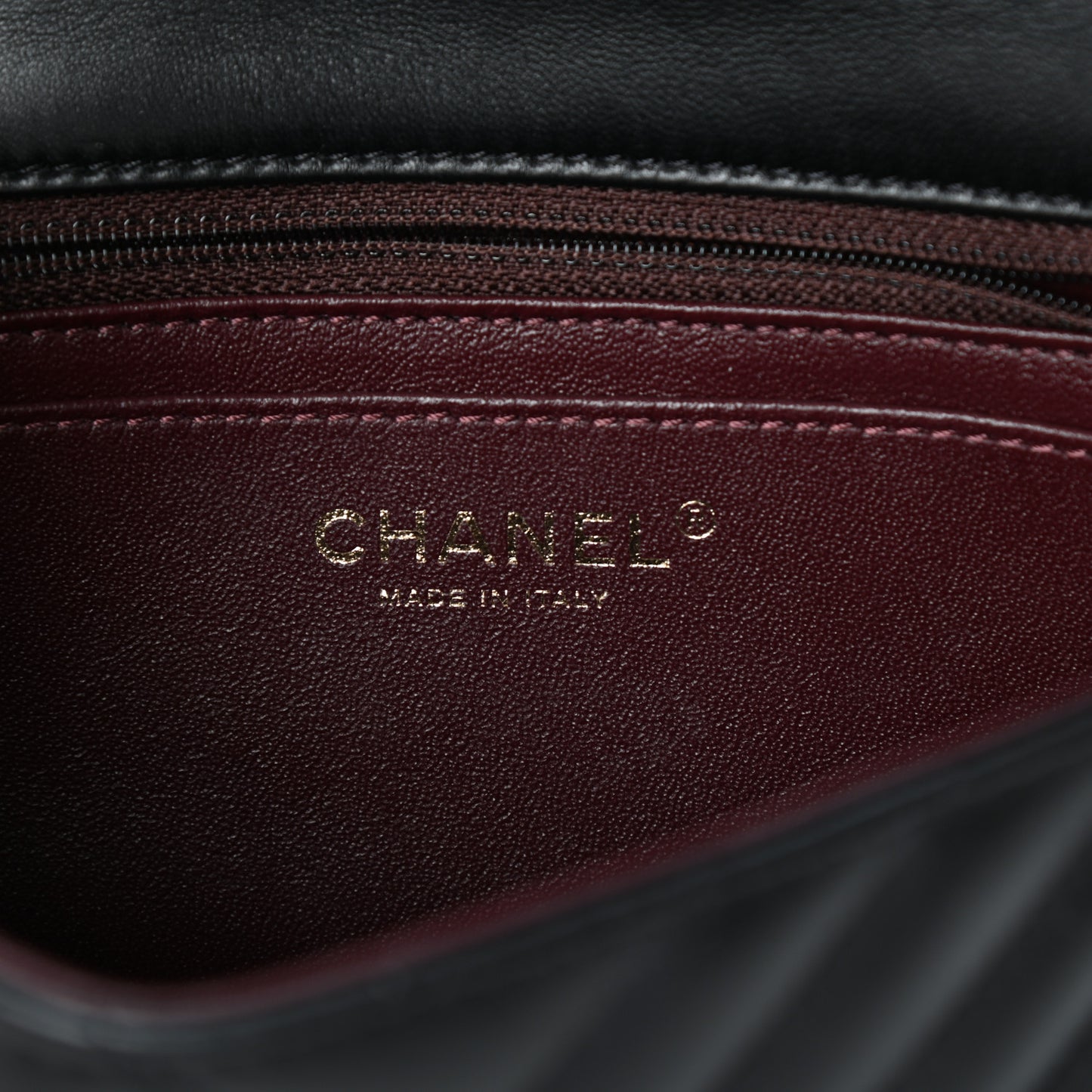 Lambskin Chevron Quilted Mini Rectangular Flap Black