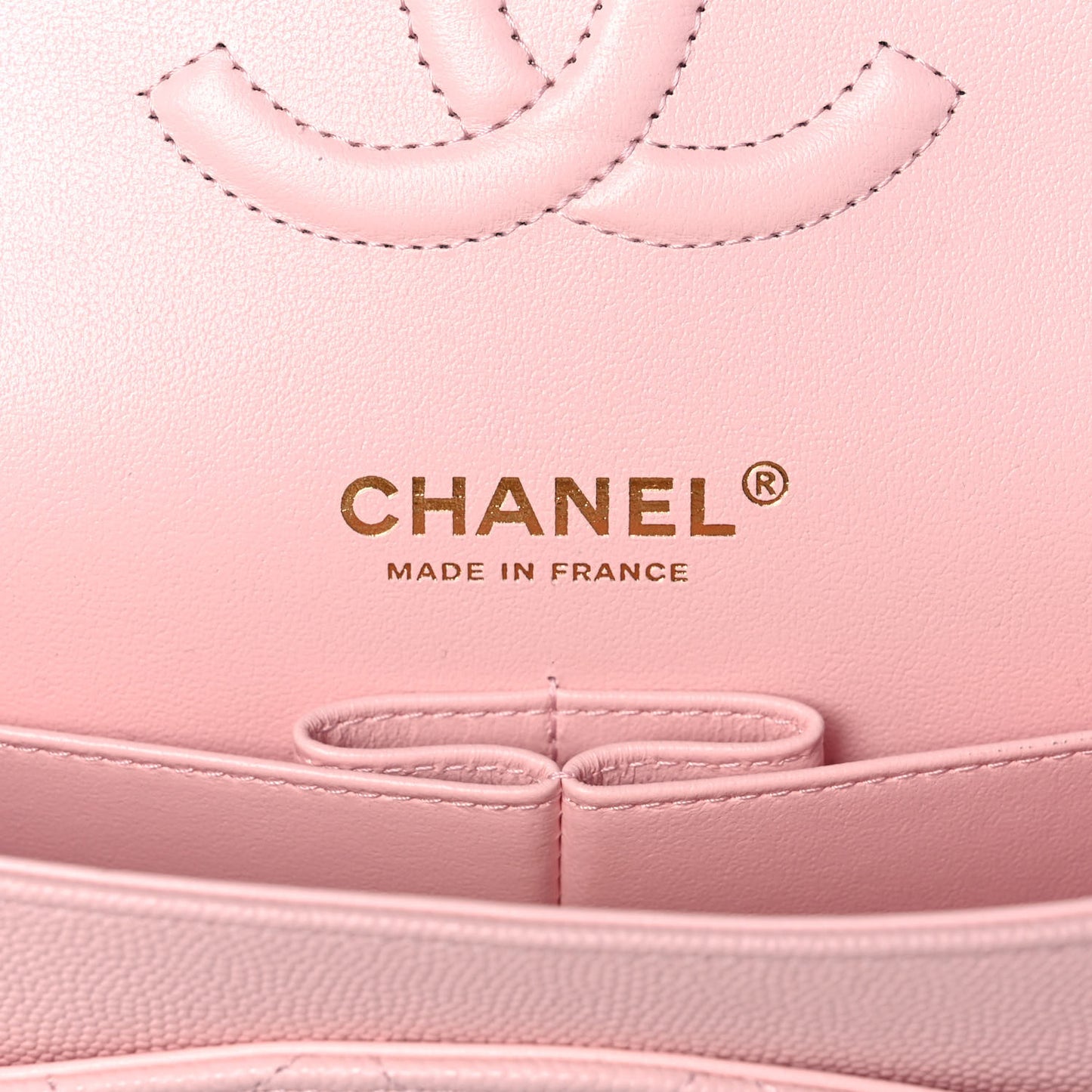 Caviar Quilted Medium Double Flap Light Pink