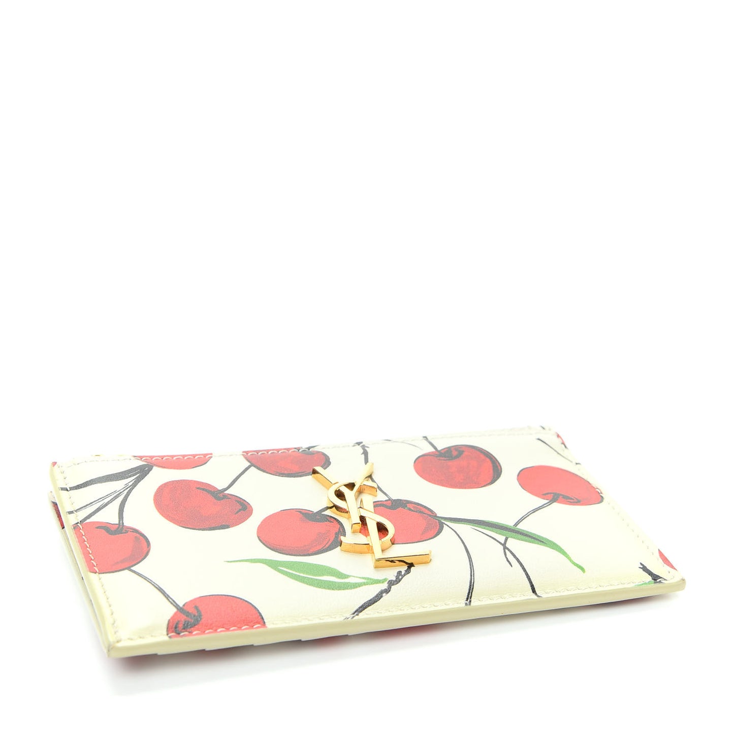 Calfskin Monogram Cherry Fragments Zippered Card Case