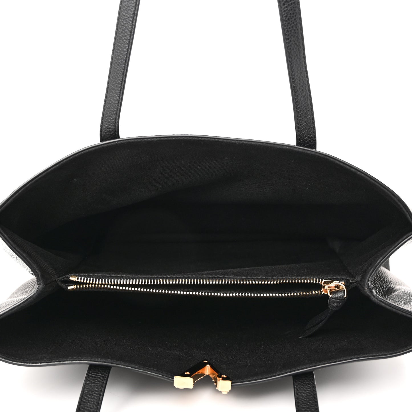 Grained Calfskin Virtus V Tote Black