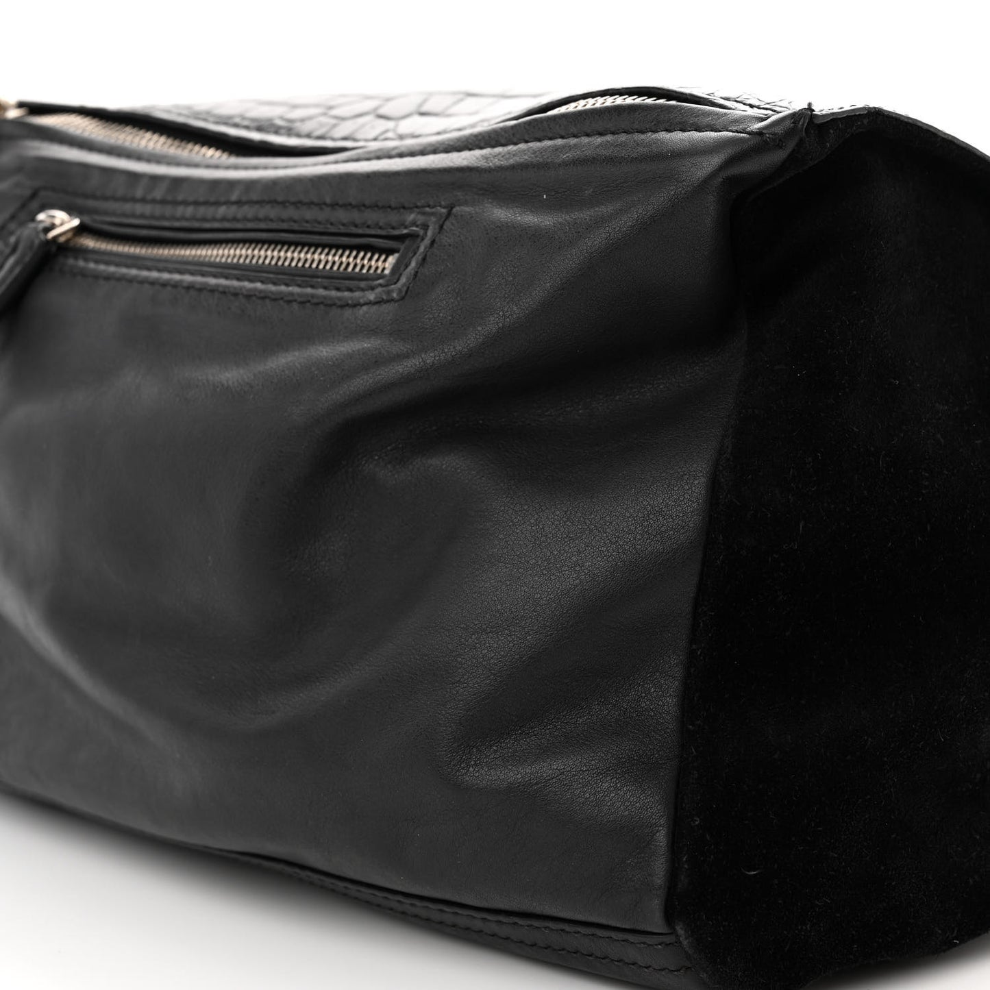 Calfskin Crocodile Embossed Medium Pandora Black