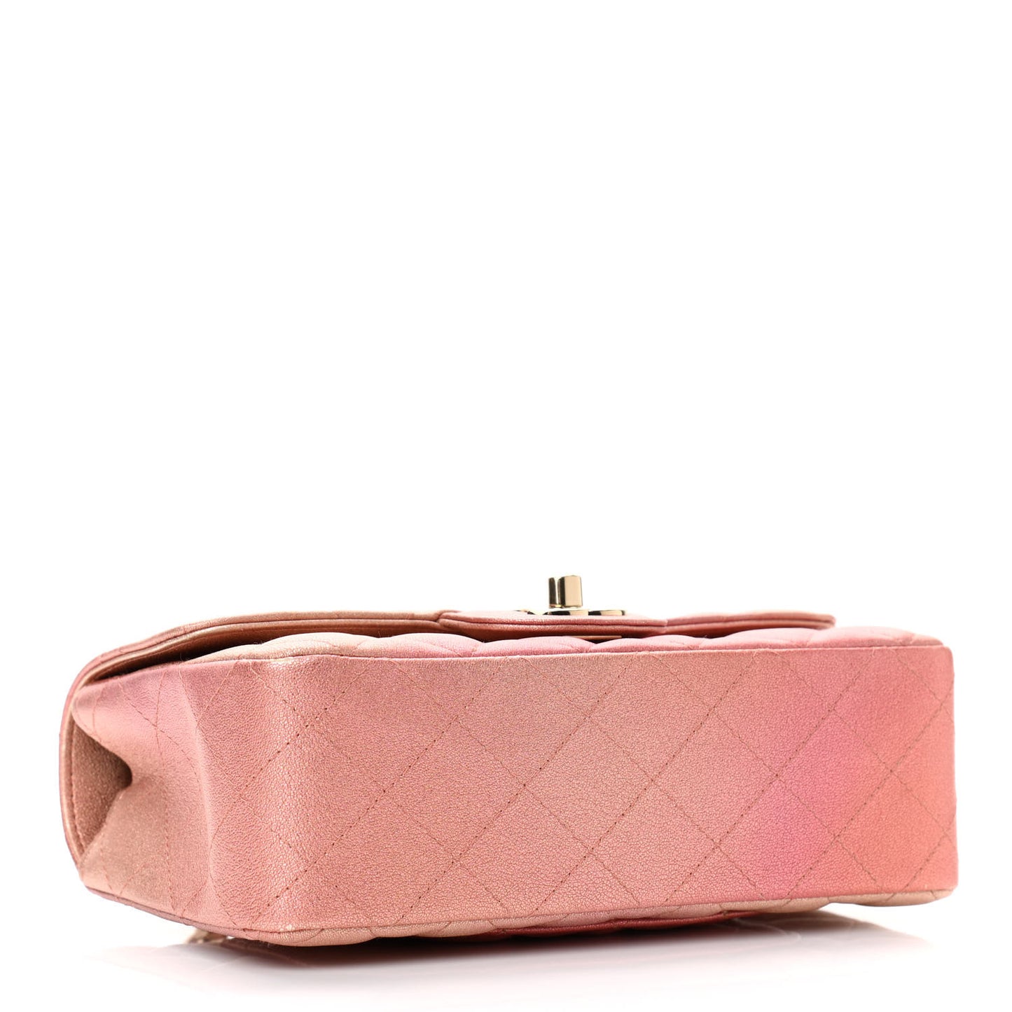 Metallic Lambskin Quilted Ombre Mini Rectangular Flap Pink